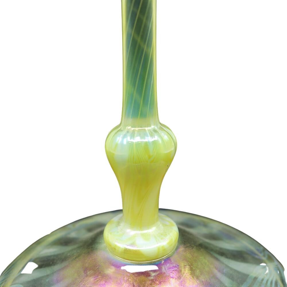 ULTRA RARE LC Tiffany Opal Pulled Feather Floriform Favrile Art Glass Vase 1896 2