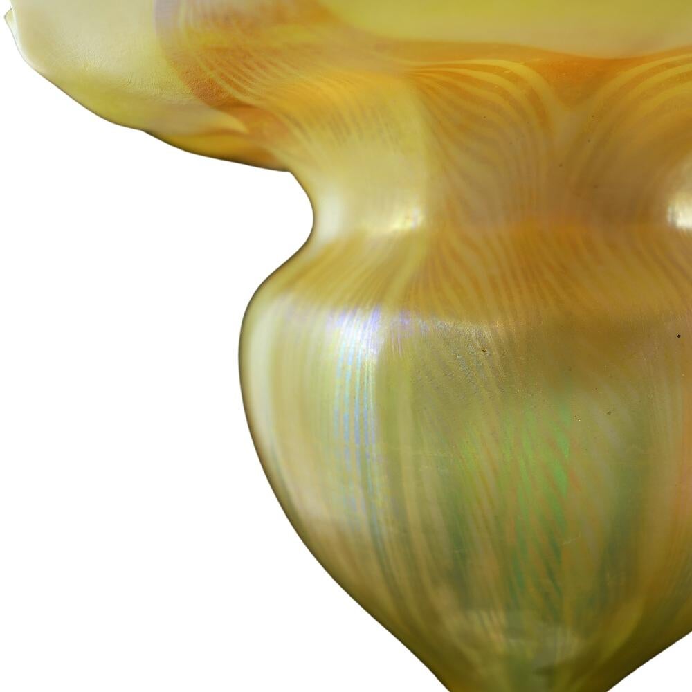 Art Nouveau ULTRA RARE LC Tiffany Opal Pulled Feather Floriform Favrile Art Glass Vase 1896