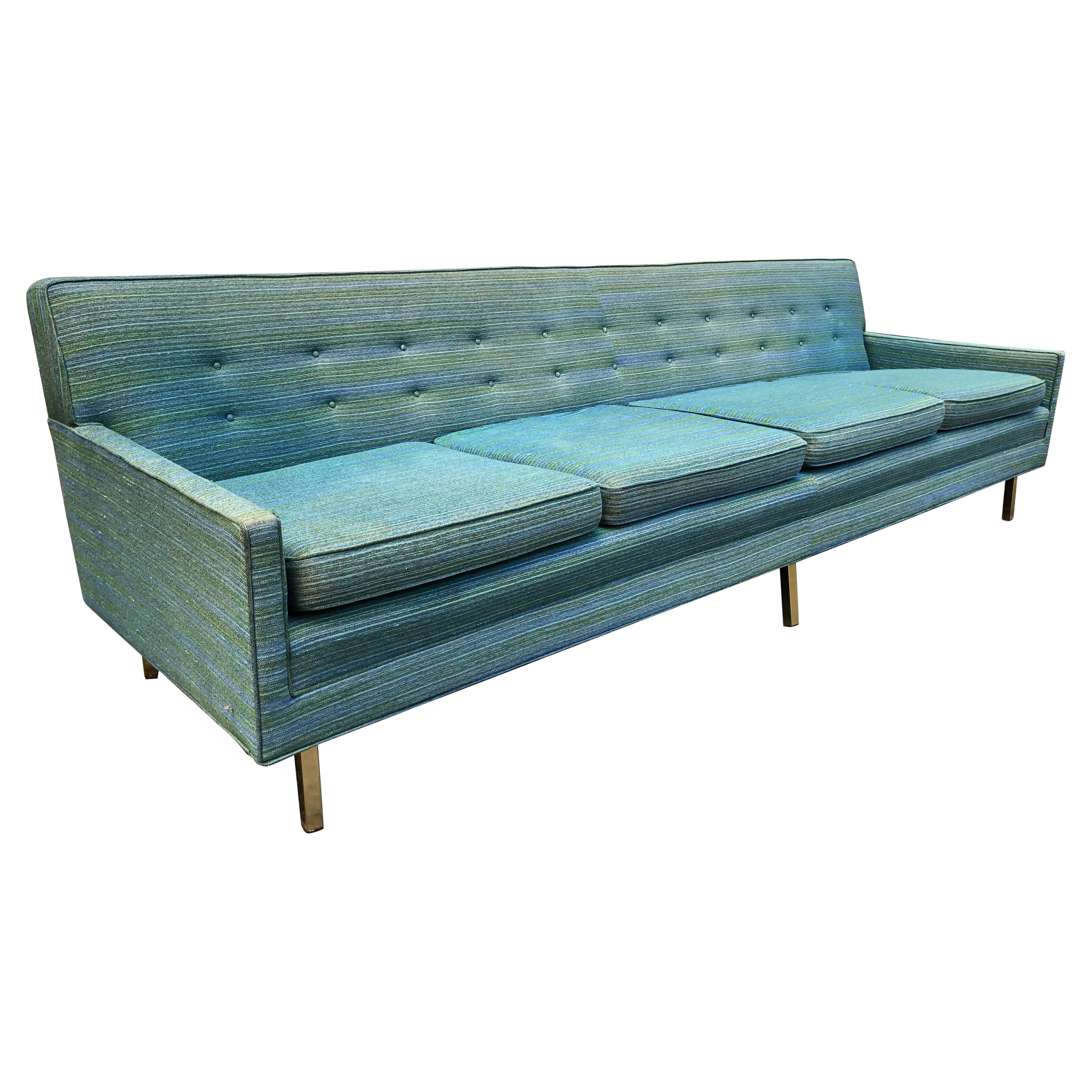 Ultra Rare Milo Baughman James Inc. 4 Seater Sofa Brass Legs Mid-Century Modern