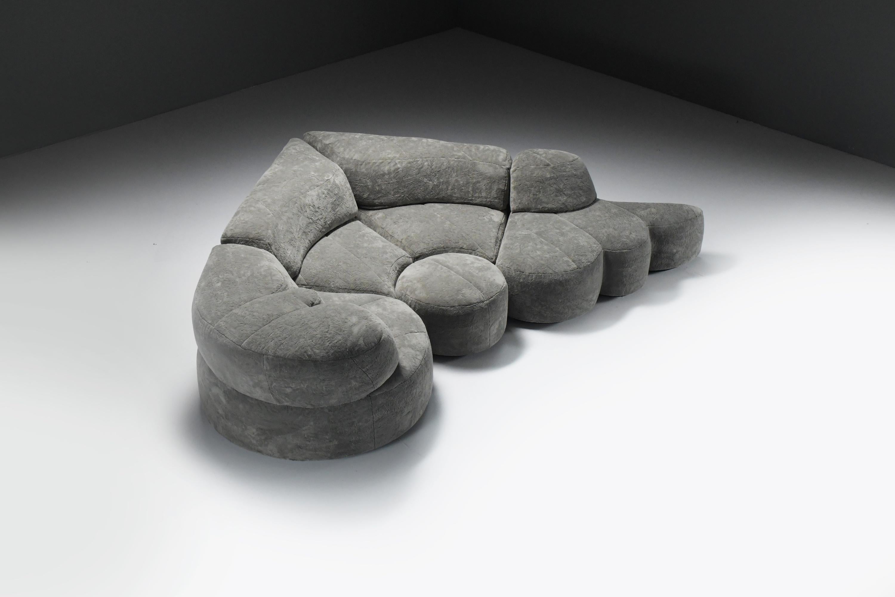 Velvet Ultra rare Paysage - Landscape sofa by Hans Hopfer for Roche Bobois France 1978 For Sale