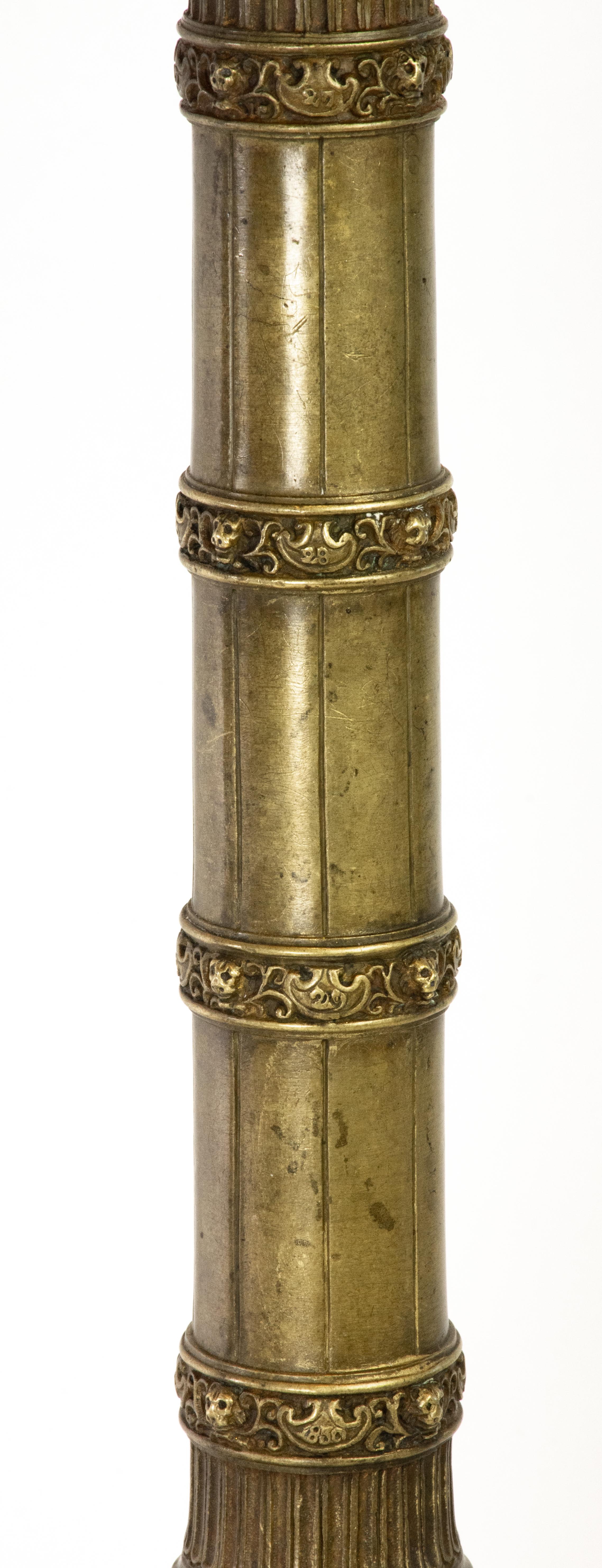 Carved Pair of Richly Detailed 19th Century Bronze Vendome and July Columns, Paris For Sale