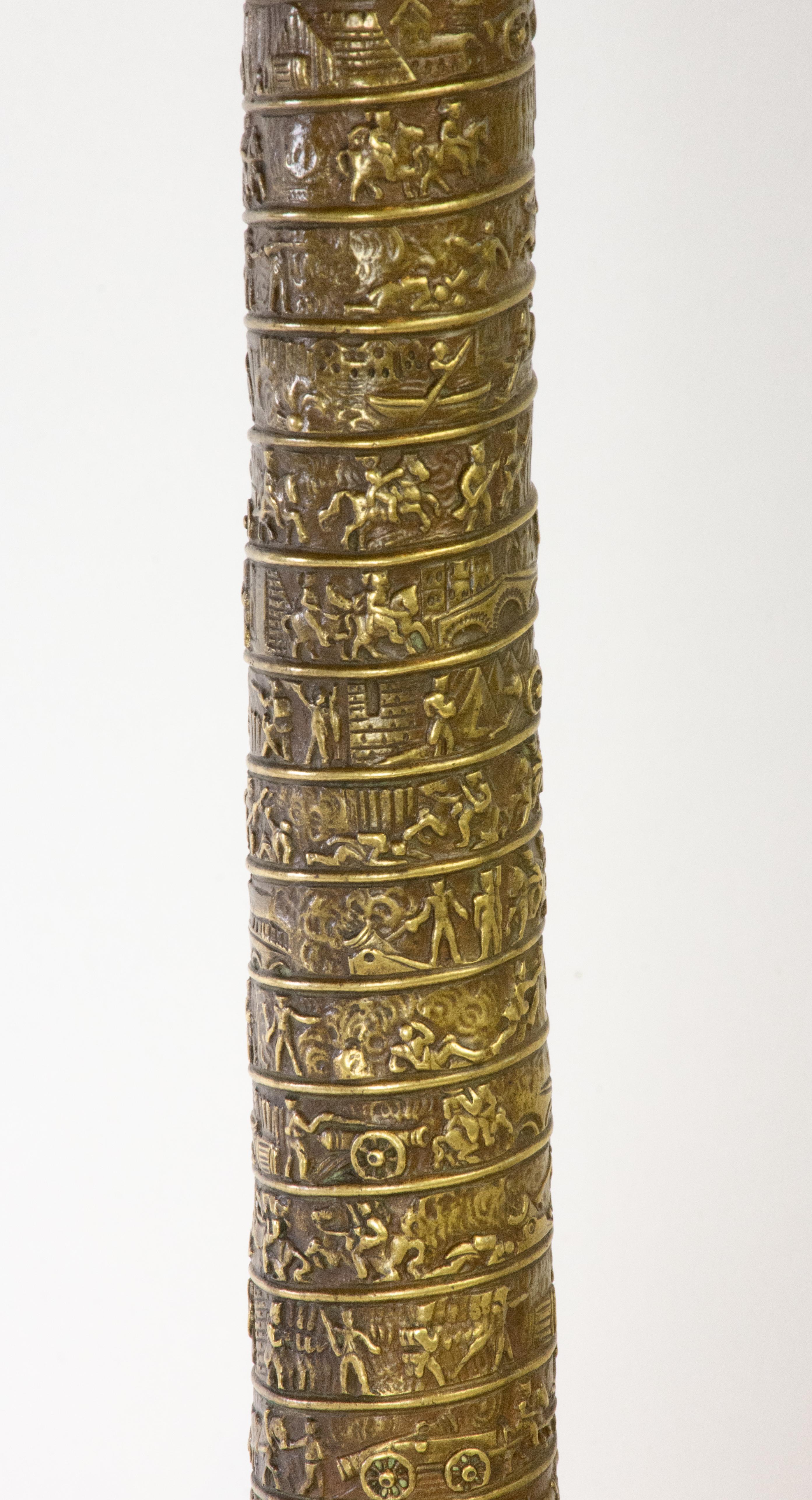 Pair of Richly Detailed 19th Century Bronze Vendome and July Columns, Paris For Sale 2