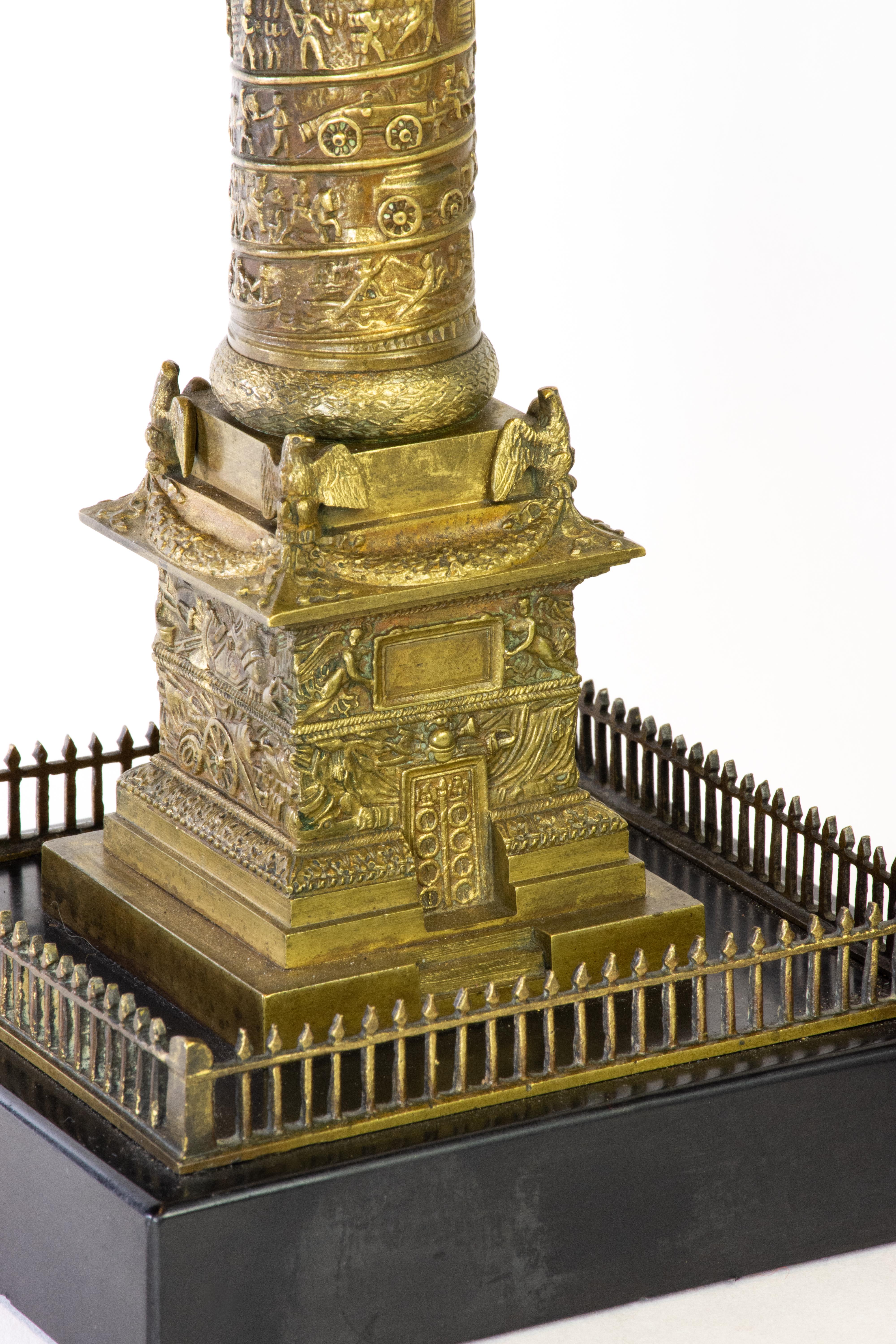 Pair of Richly Detailed 19th Century Bronze Vendome and July Columns, Paris For Sale 3