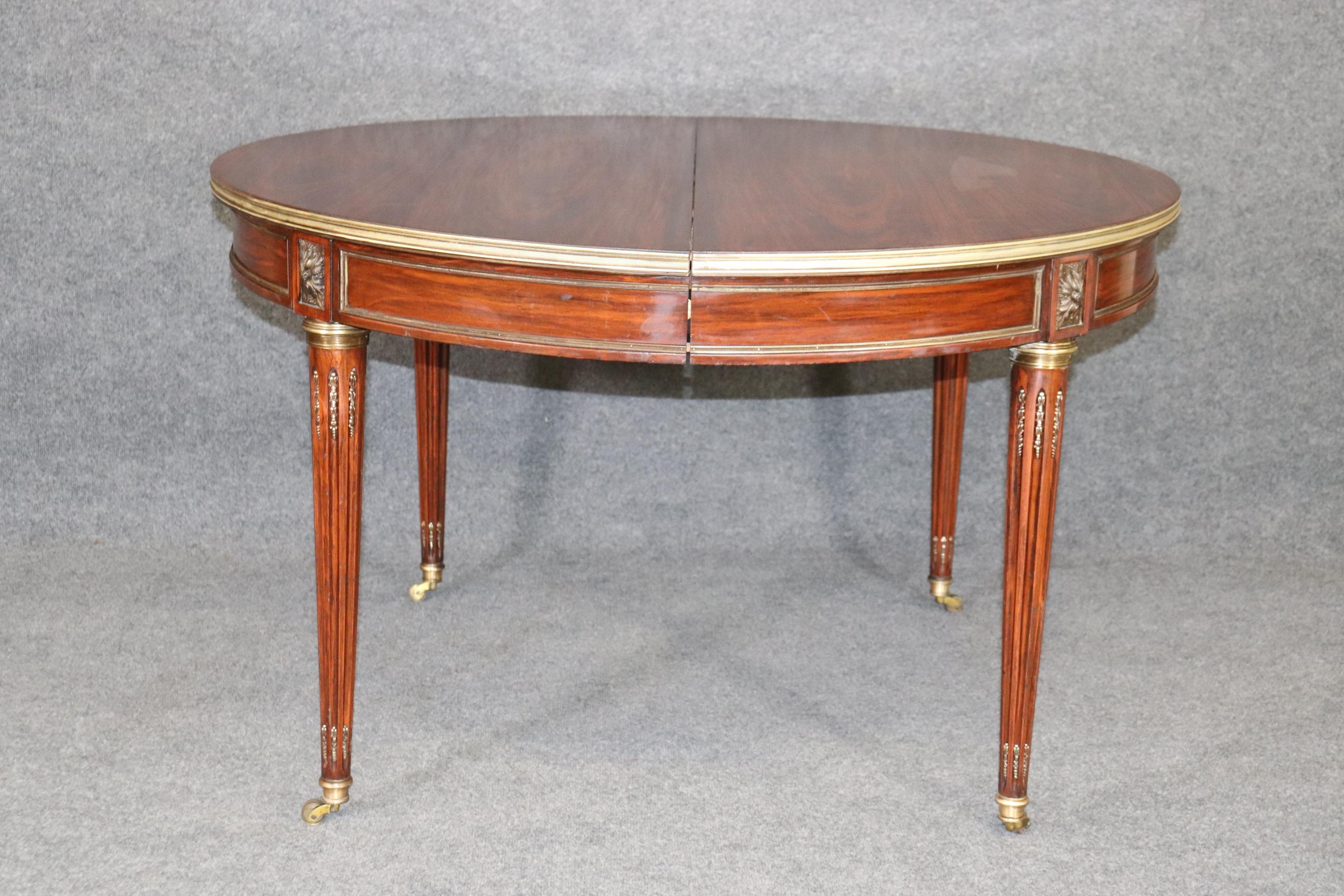 Ultra Rare Rosewood Signed Maison Jansen Bronze Mounted Directoire Dining Table 7