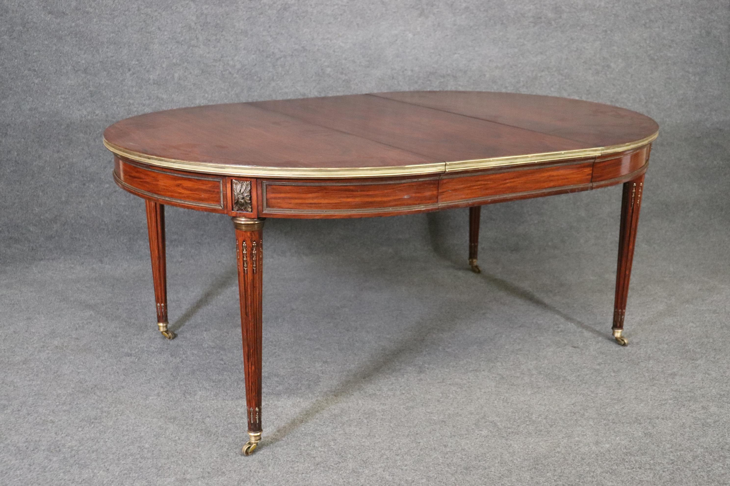 French Ultra Rare Rosewood Signed Maison Jansen Bronze Mounted Directoire Dining Table