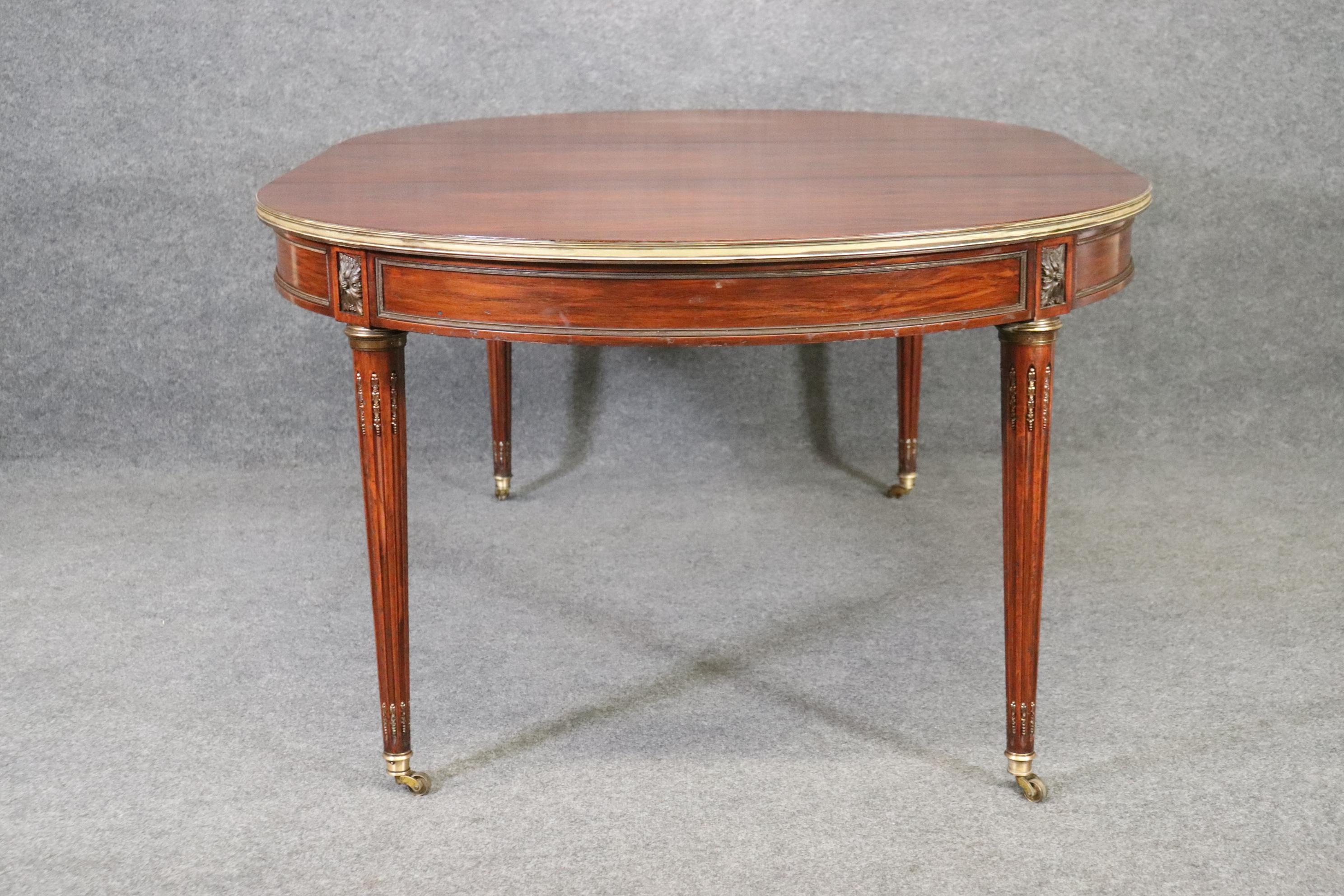 Mid-20th Century Ultra Rare Rosewood Signed Maison Jansen Bronze Mounted Directoire Dining Table