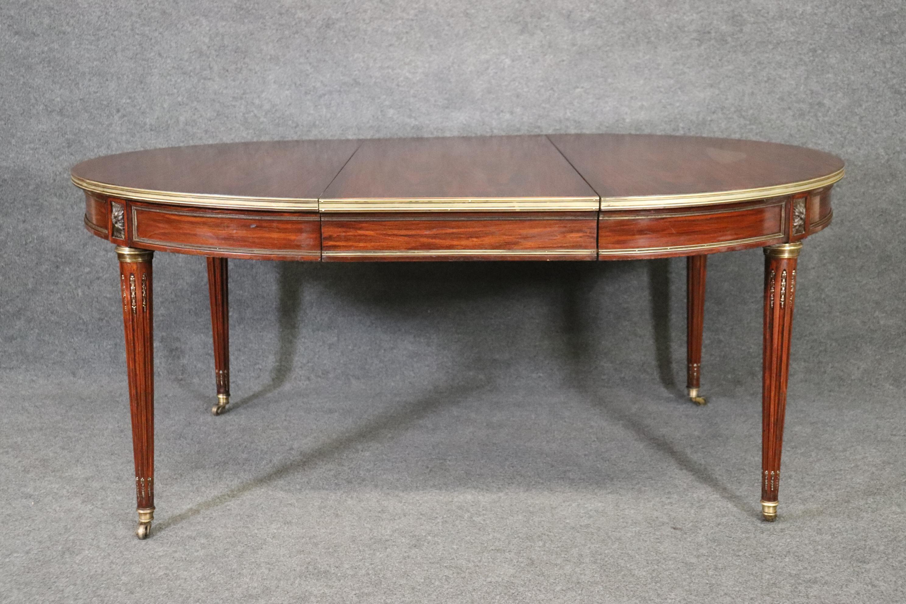 Ultra Rare Rosewood Signed Maison Jansen Bronze Mounted Directoire Dining Table 1