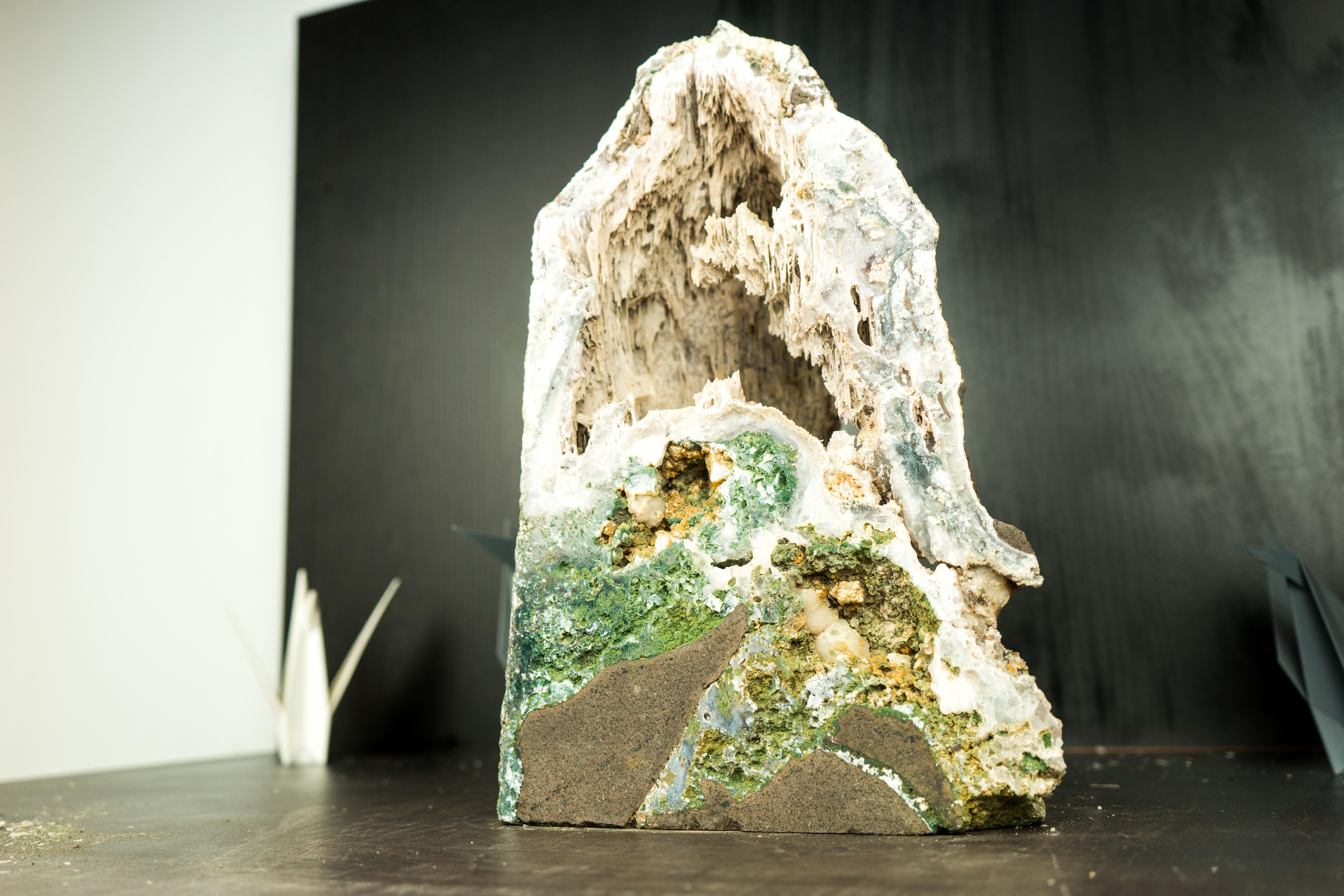 Contemporary Ultra Rare Stalactite Formed Amethyst Geode, A Landscape Geode Masterpiece  For Sale