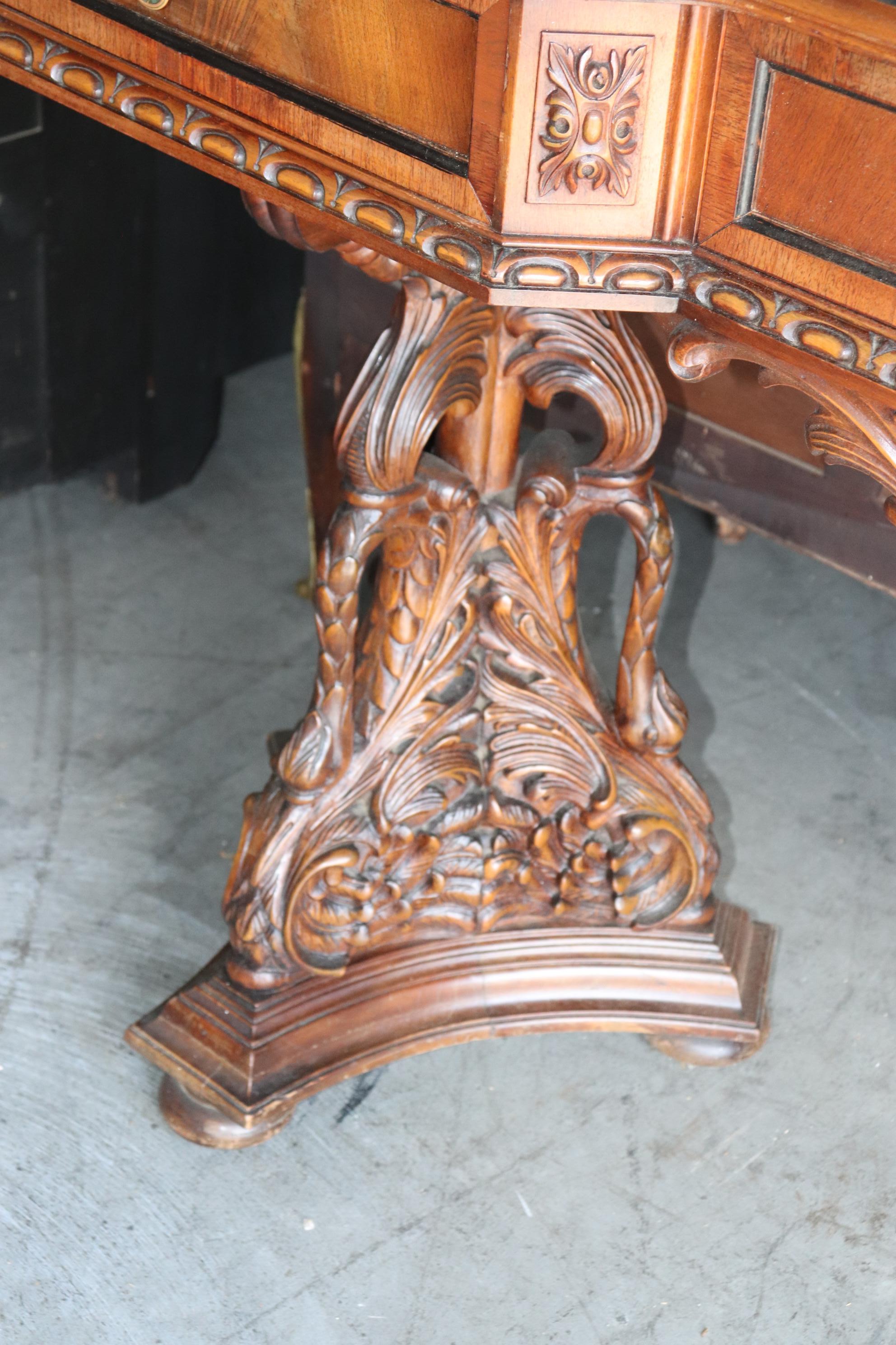 Ultra Rare Swan Carved Italian Portoro Marble Top Victorian Sideboard Buffet 3
