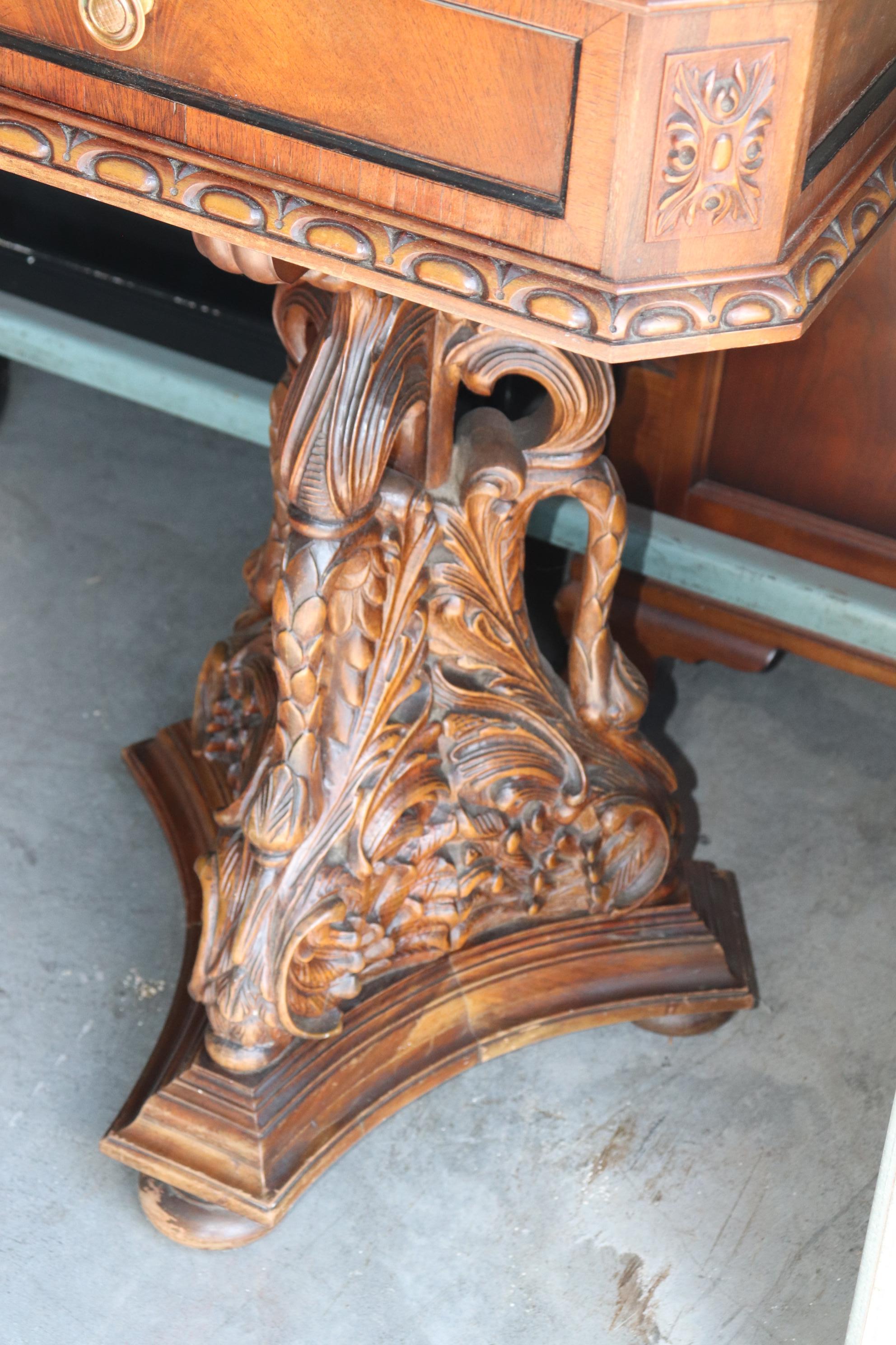 Ultra Rare Swan Carved Italian Portoro Marble Top Victorian Sideboard Buffet 5