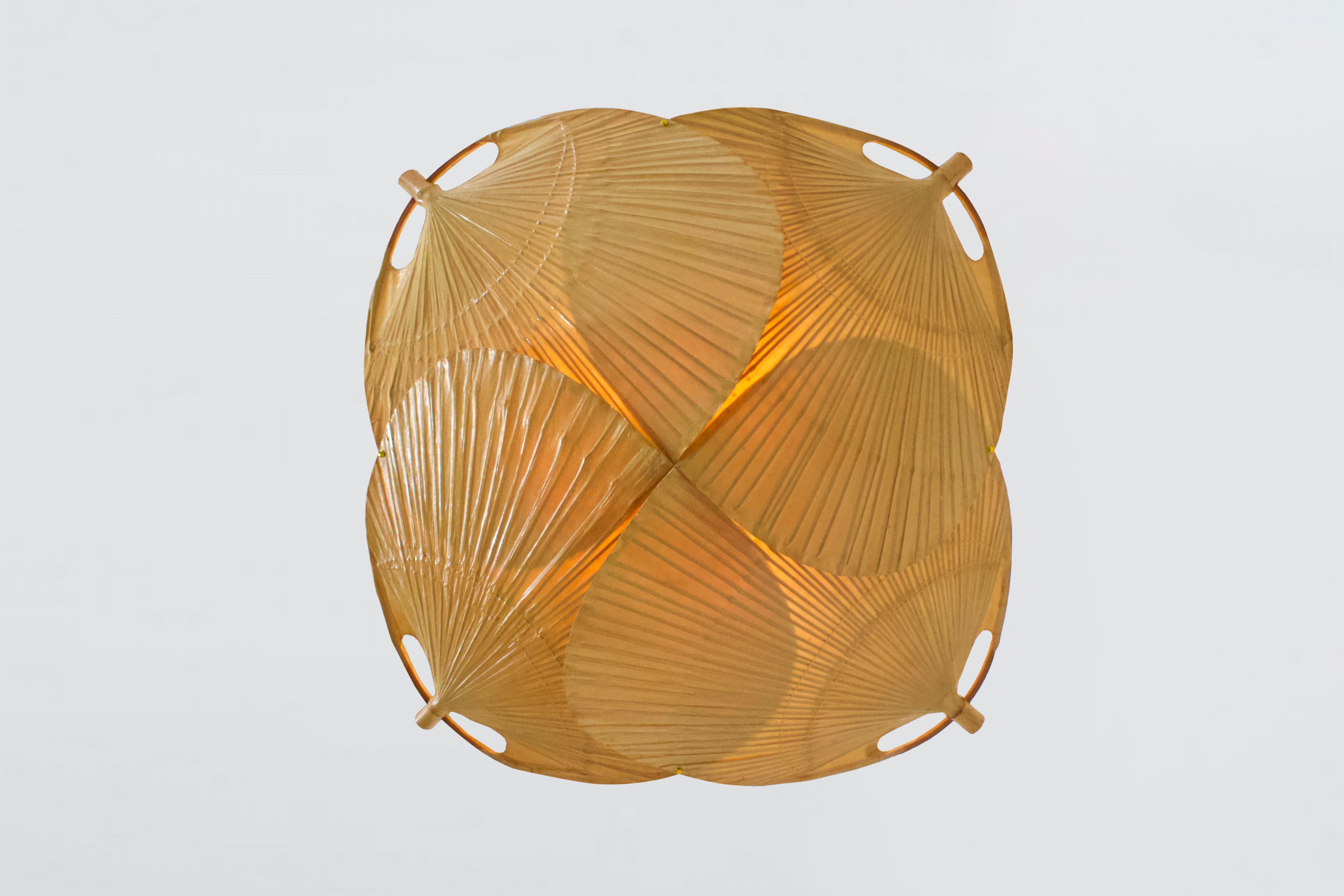 Ultra Rare Uchiwa ‘Yotsuba’ Chandelier by Ingo Maurer, 1973 In Excellent Condition In Echt, NL