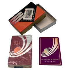Ultra Rare Unopened 1934 Chicago Worlds Fair Art Deco Playing Cards Original Box