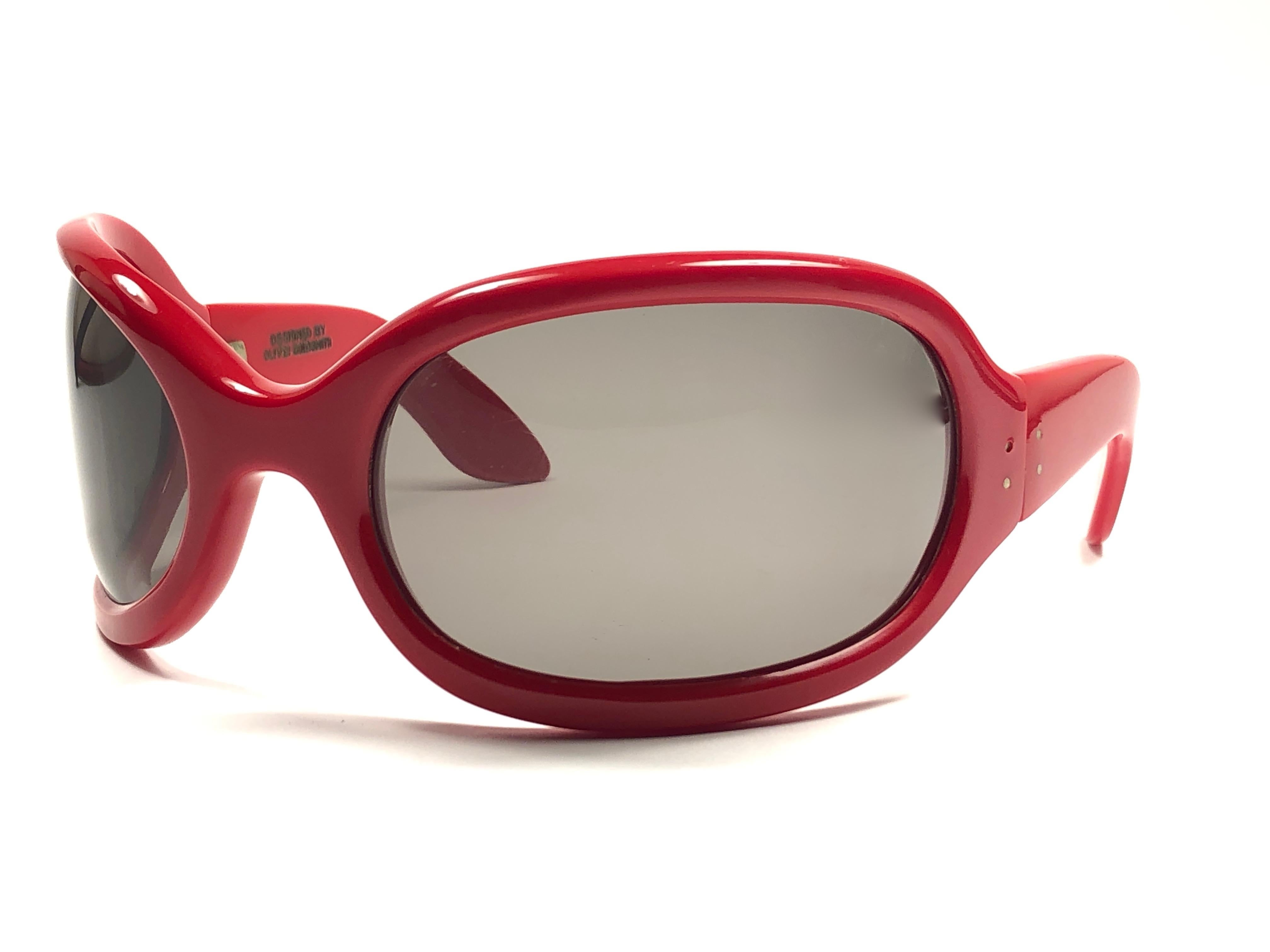 Ultra Rare Vintage Oliver Goldsmith Yuhu Candy Red Oversized 1966 Sunglasses 1