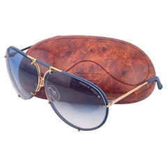 Ultra Rare Vintage Porsche 5623 Blue Leather Frame 1980 Sunglasses Germany