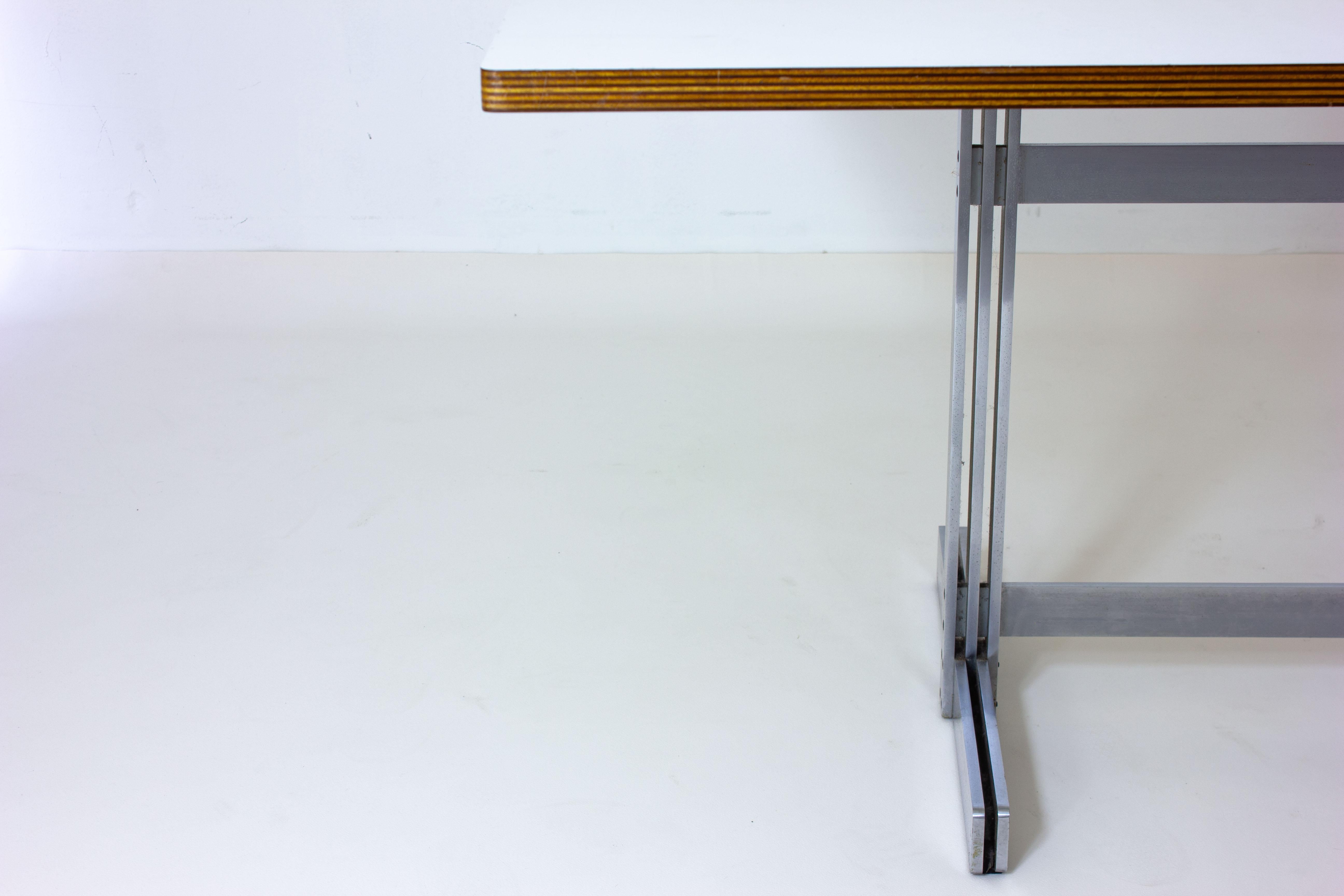 Mid-Century Modern Ultra Rare White Jules Wabbes Dining Table for Mobilie Universel, 1959