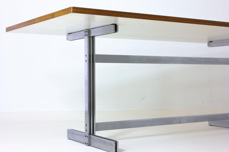 Steel Ultra Rare White Jules Wabbes Dining Table for Mobilie Universel, 1959 For Sale