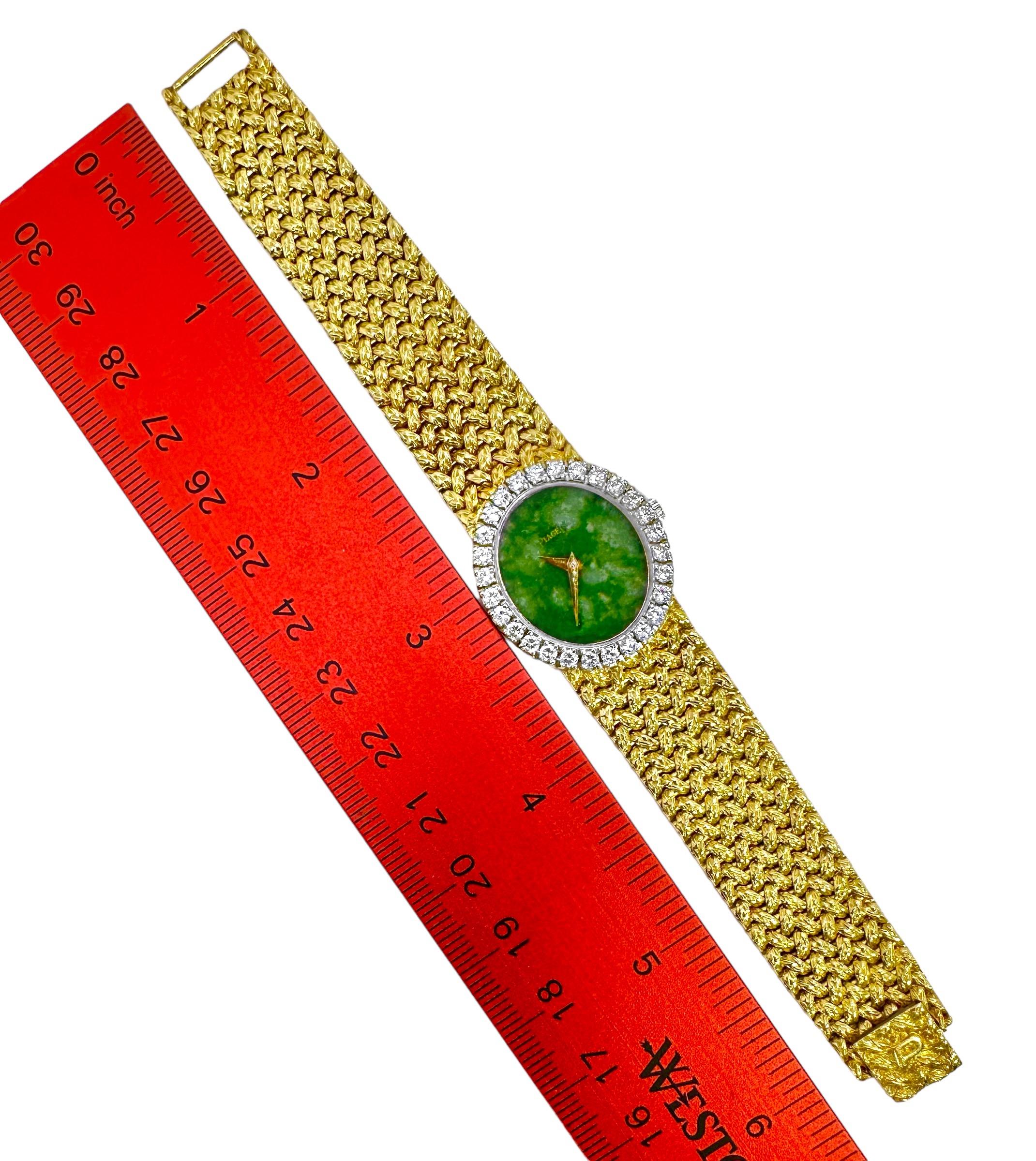 Ultra Slim Ladies Piaget Watch in Yellow Gold with Oval Jade Dial and Diamonds 5