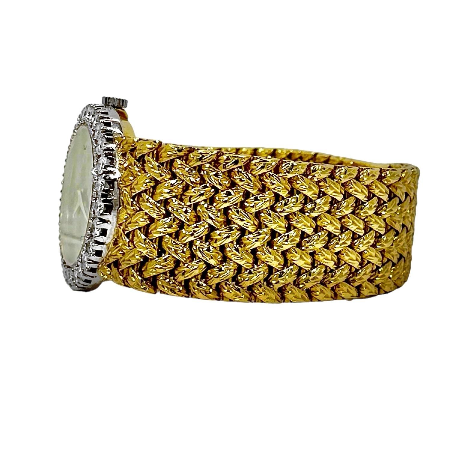 Modern Ultra Slim Ladies Piaget Watch in Yellow Gold with Oval Jade Dial and Diamonds