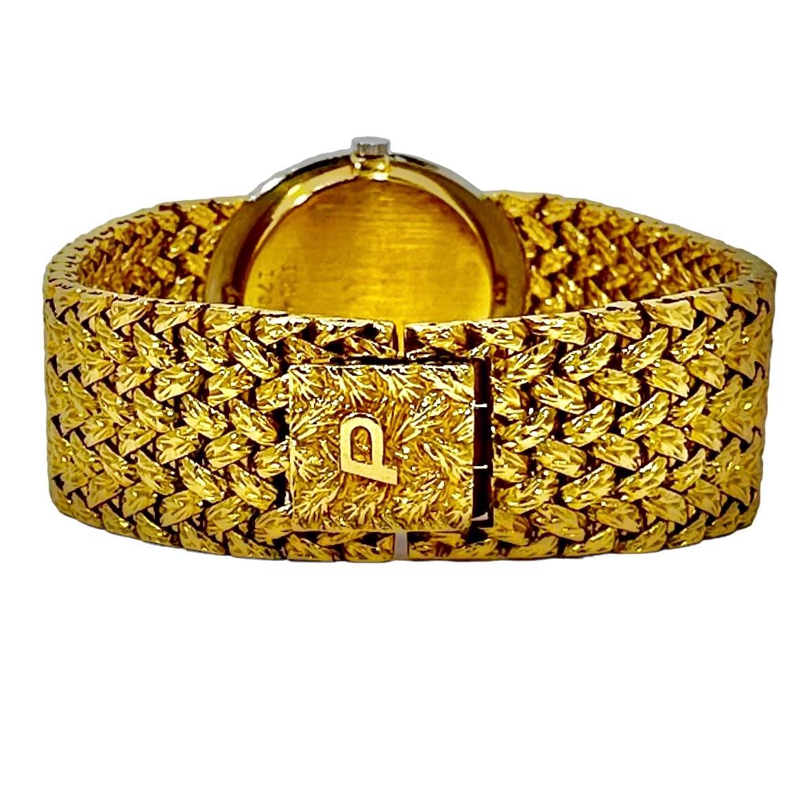 Round Cut Ultra Slim Ladies Piaget Watch in Yellow Gold with Oval Jade Dial and Diamonds