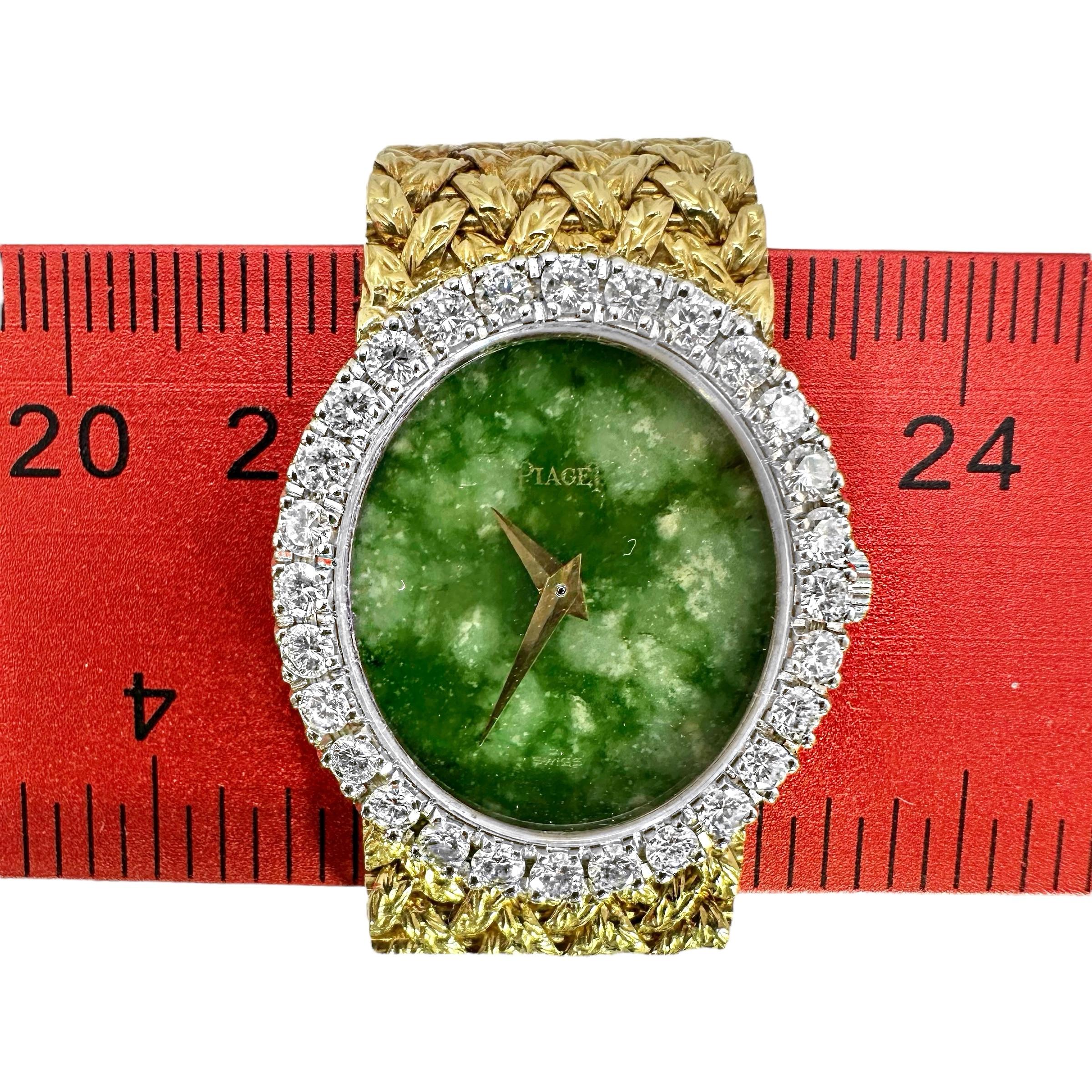 Ultra Slim Ladies Piaget Watch in Yellow Gold with Oval Jade Dial and Diamonds 3