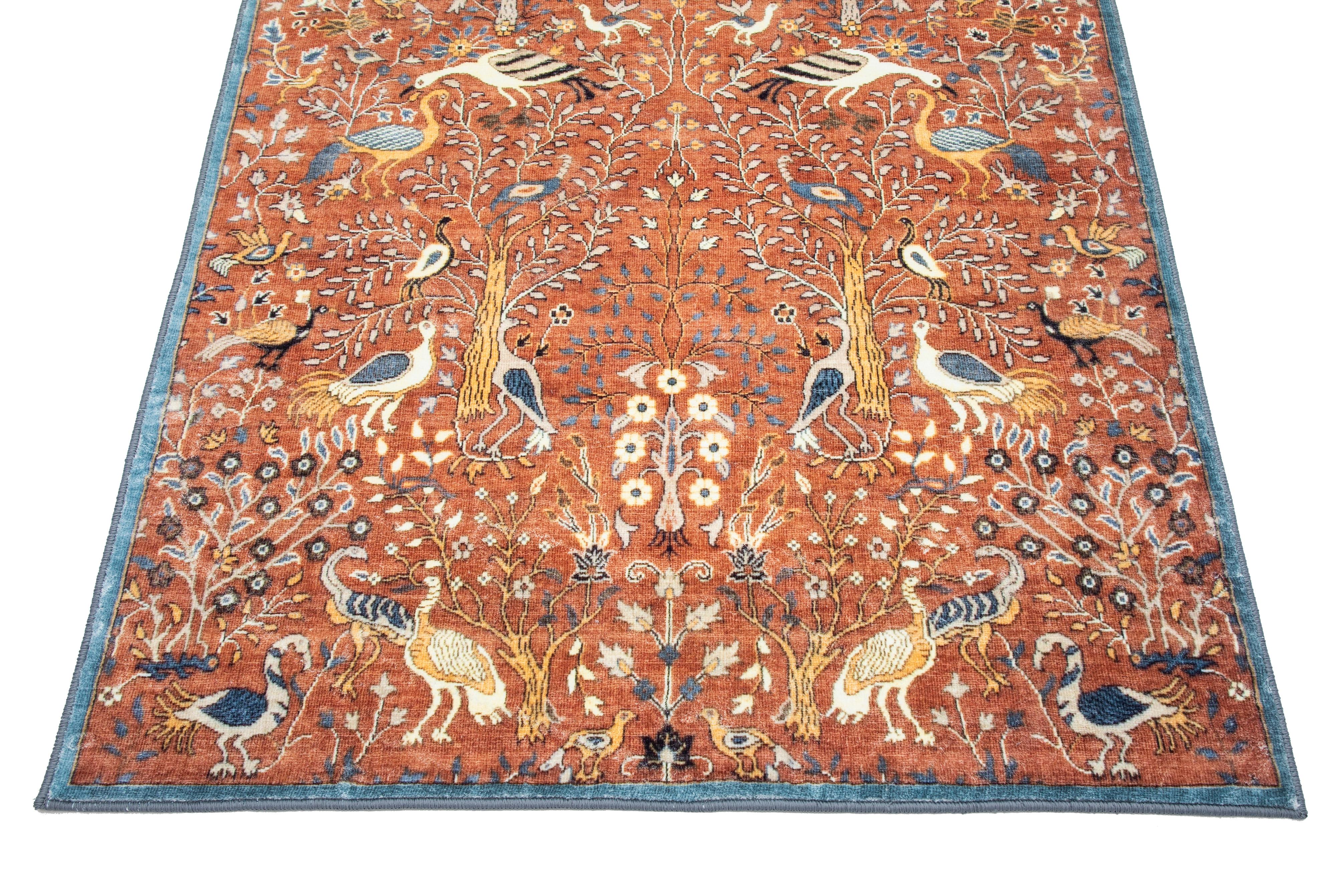 Chinois Oiseaux ultra-doux rembourrés orange brûlé en vente