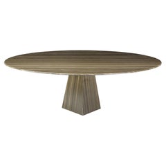 Ultra Thin Brown Marble Oval Coffee Table