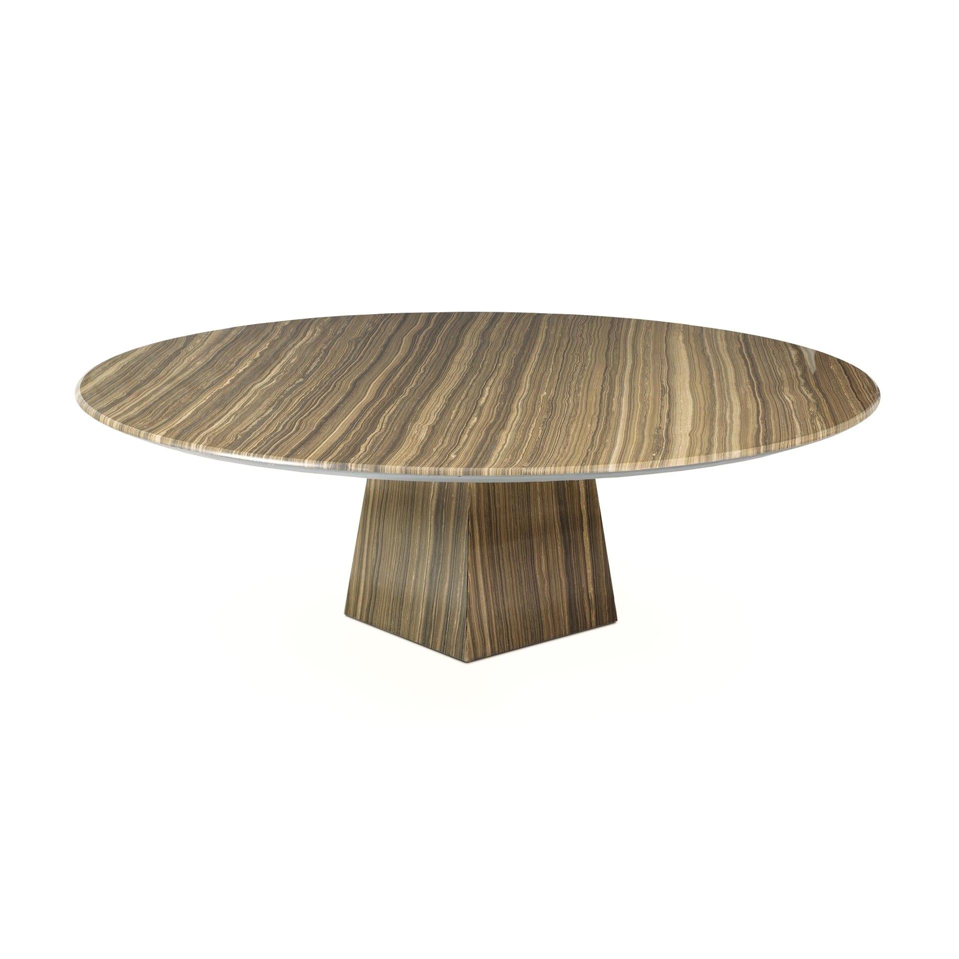 Hand-Crafted Ultra Thin Brown Marble Round Coffee Table For Sale