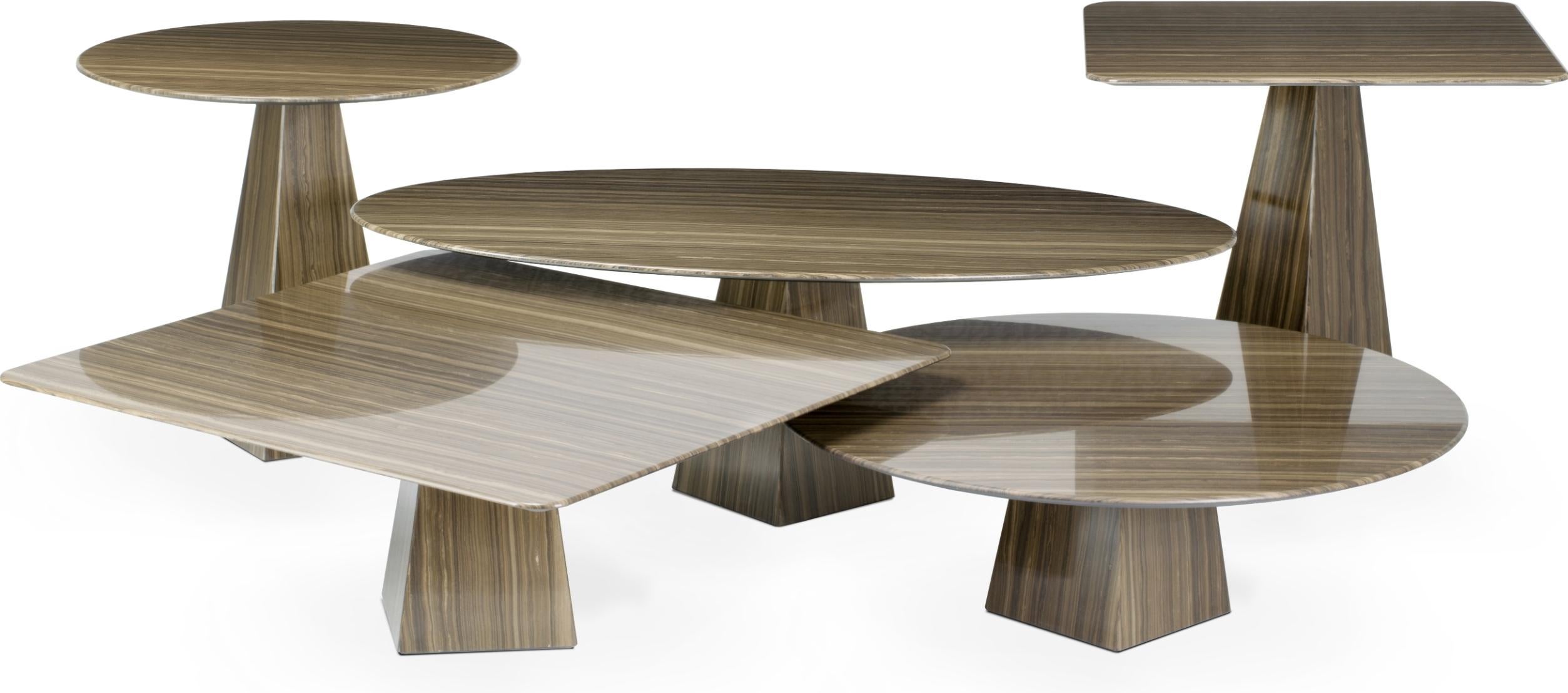 XXIe siècle et contemporain Table basse ronde en marbre brun ultra-mince en vente