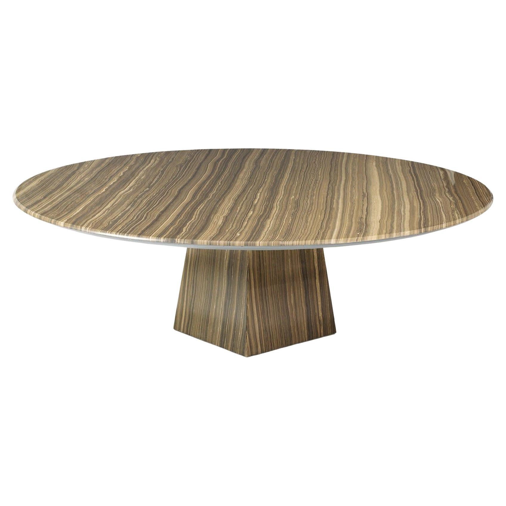 Ultra Thin Brown Marble Round Coffee Table For Sale