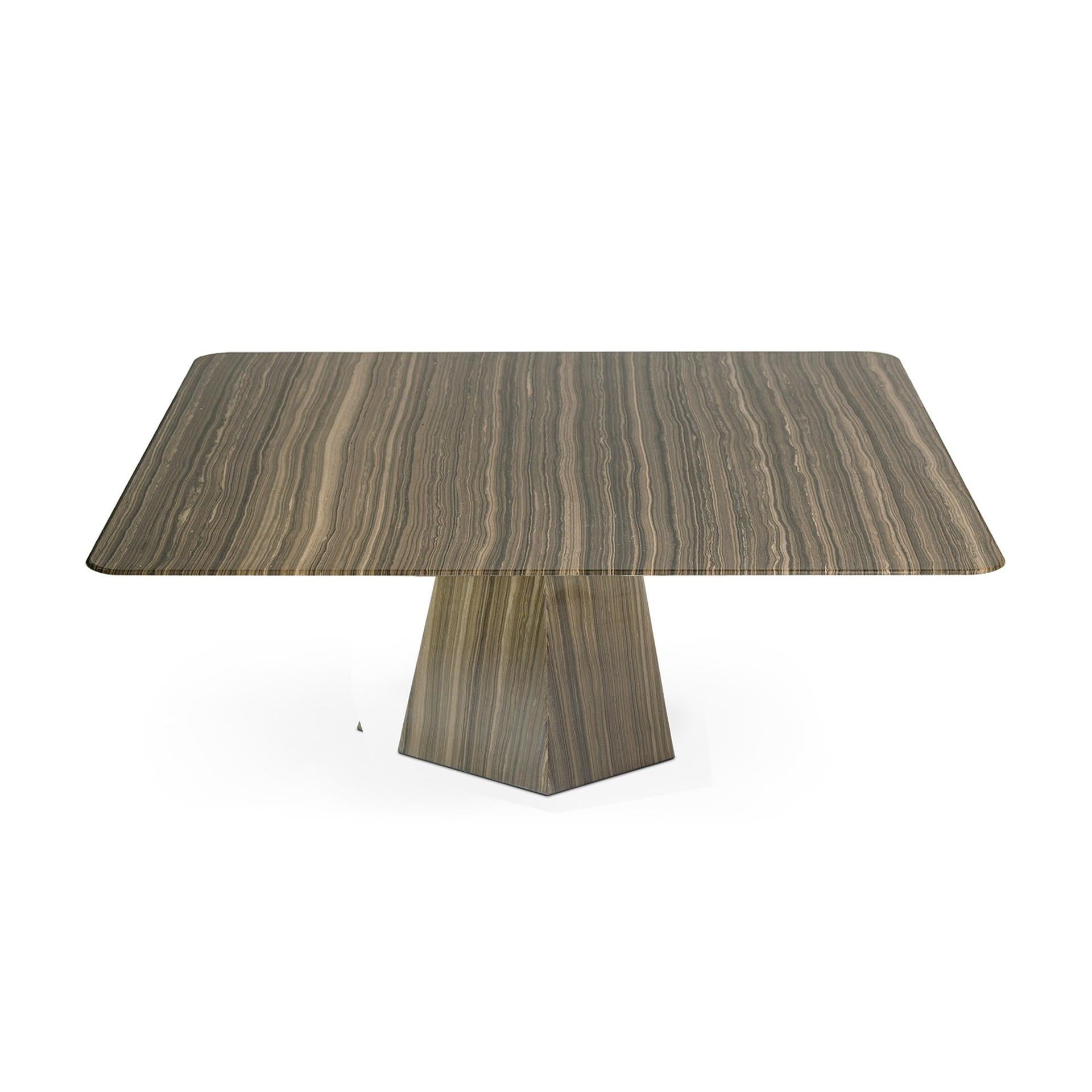 Hand-Crafted Ultra Thin Brown Marble Square Coffee Table For Sale
