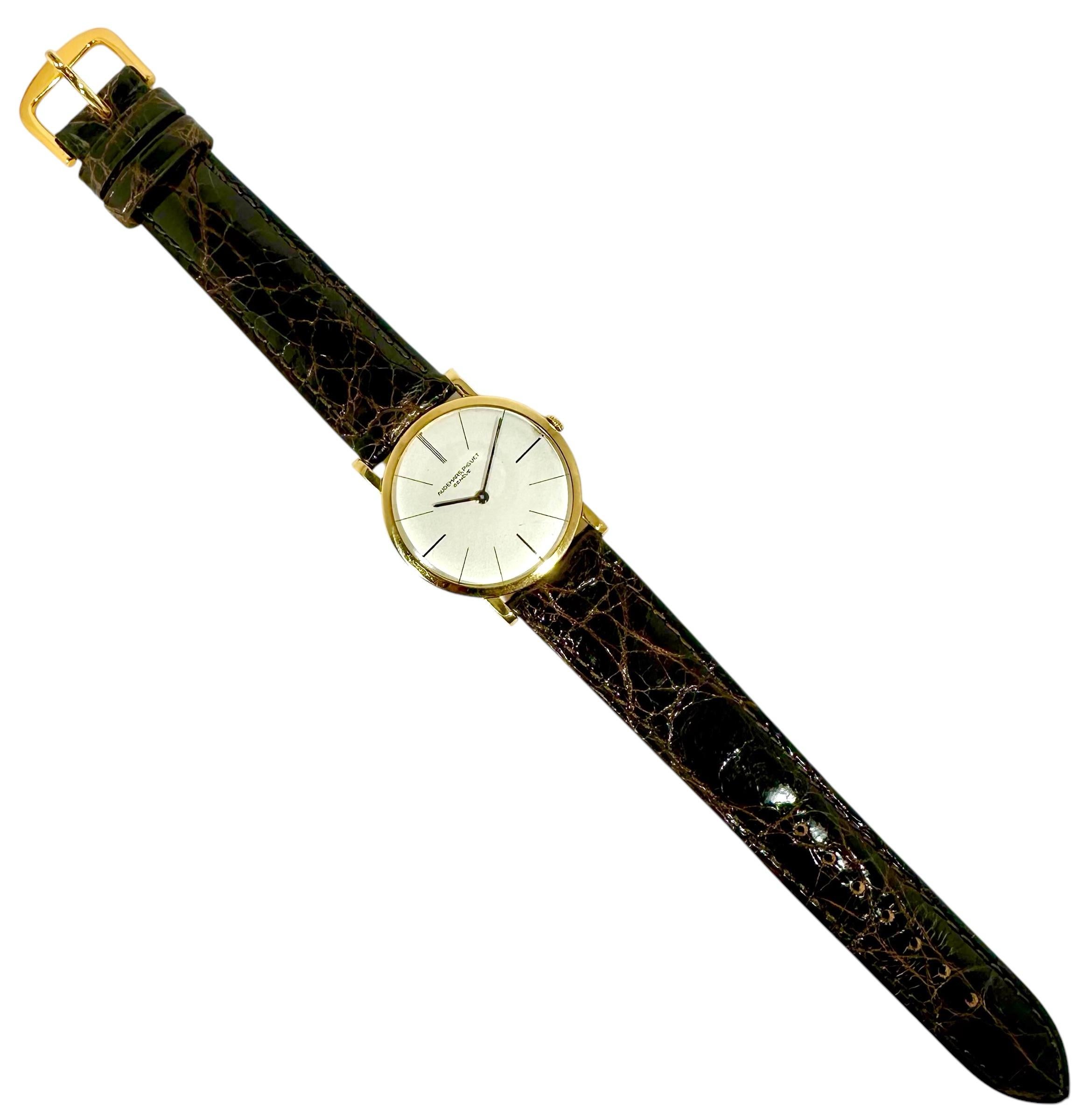Ultra-Thin Classic Gold Audemars Piguet Montre homme avec bracelet en crocodile Brown Bon état - En vente à Palm Beach, FL