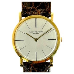 Used Ultra-Thin Classic Gold Audemars-Piguet Mens Watch with Brown Crocodile Strap