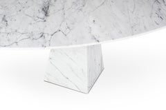 Ultra Thin Elliptical White Carrara Marble Coffee Table
