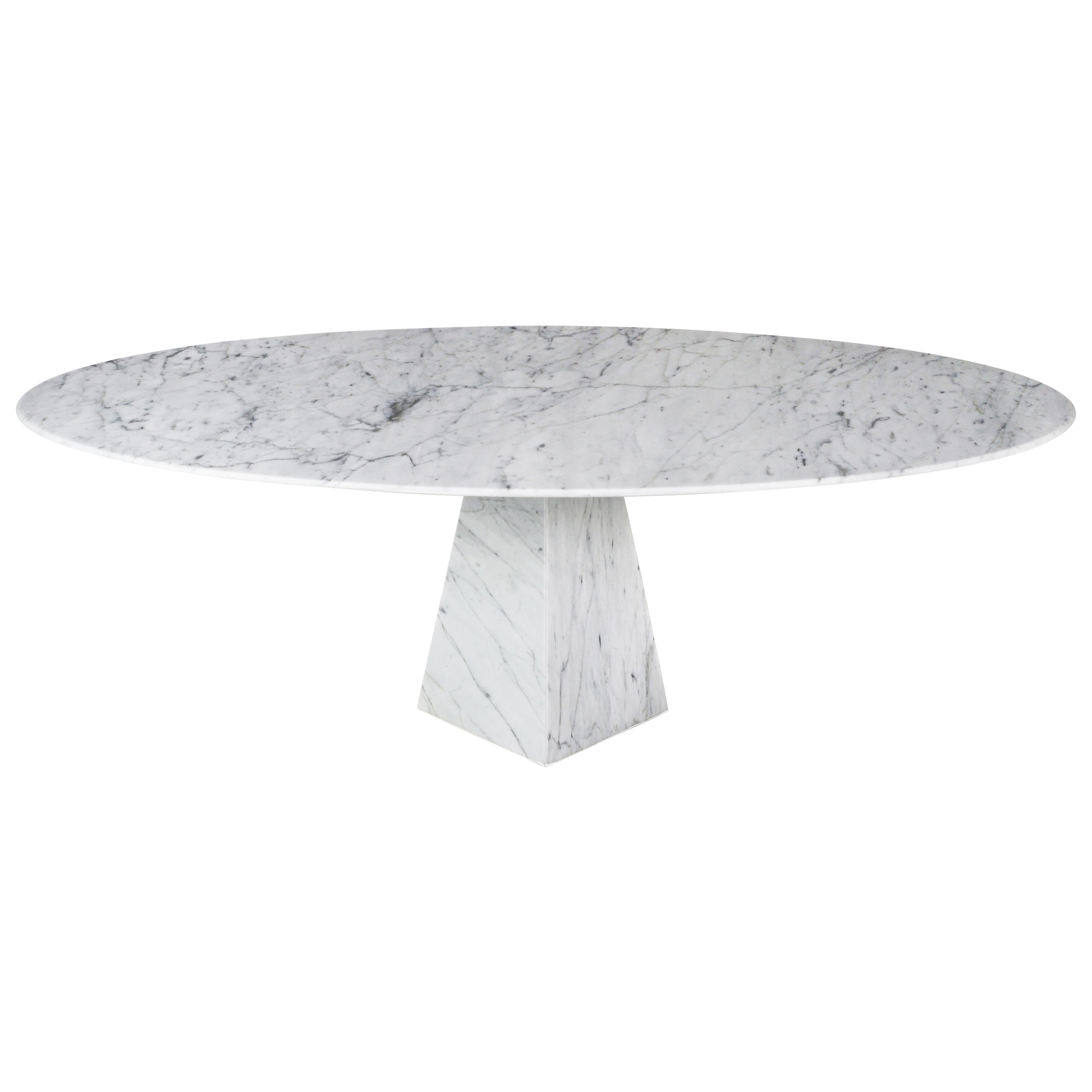 Ultra Thin Elliptical White Carrara Marble Coffee Table