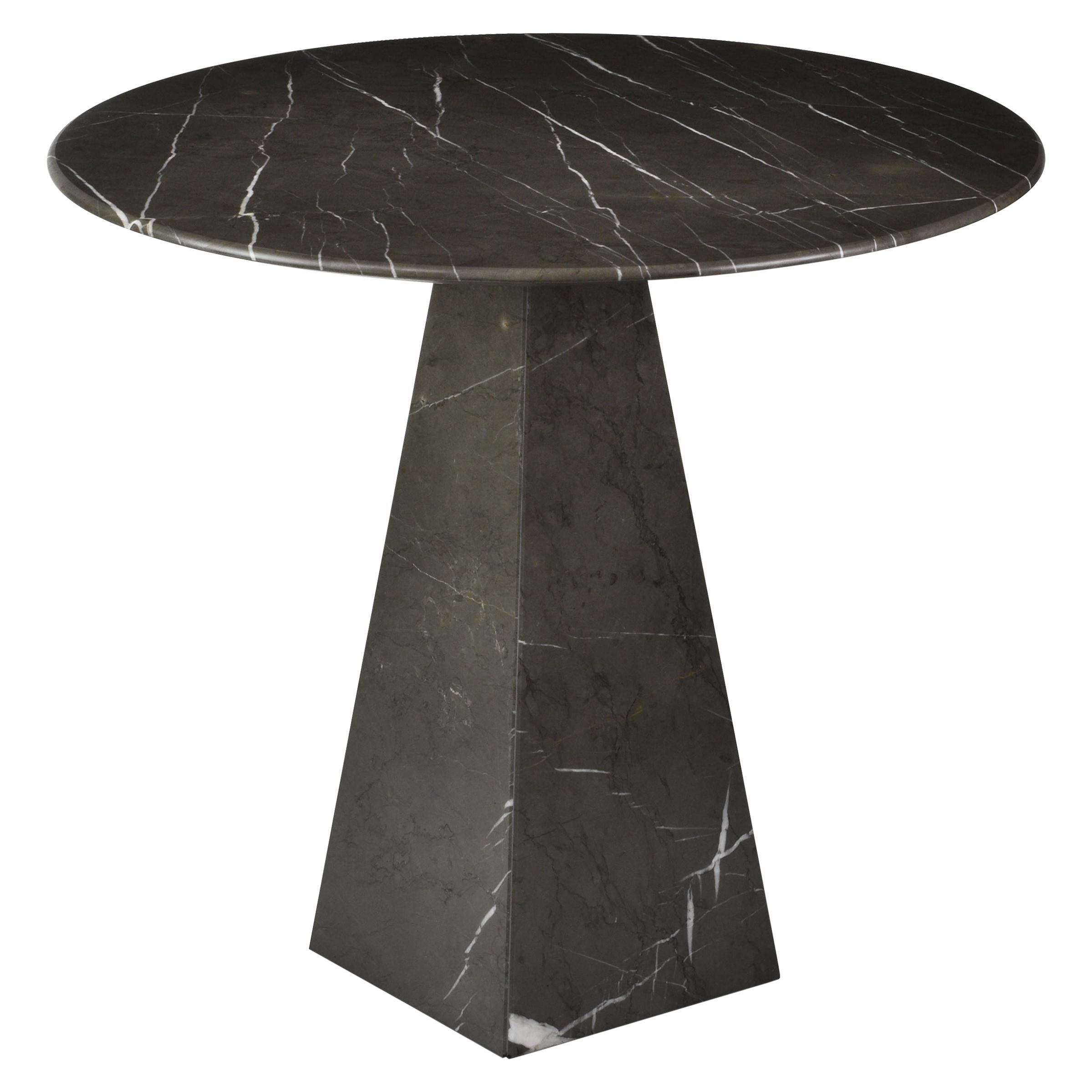 Table d'appoint ronde en marbre graphite ultra-mince en vente