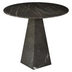 Table d'appoint ronde en marbre graphite ultra-mince