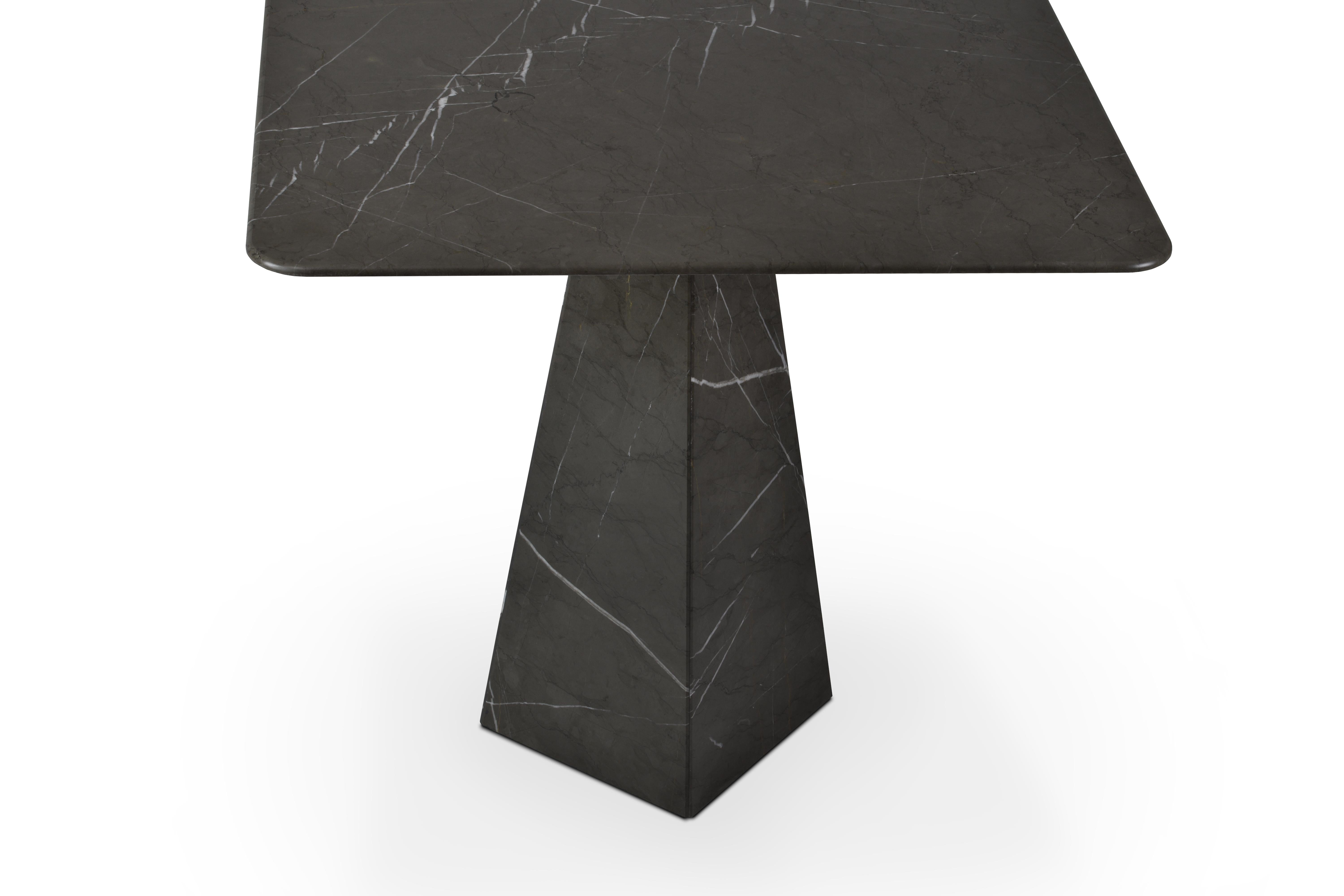 Ultra Thin Grey Graphite Marble Squared Coffee Table In New Condition For Sale In Paris, FR