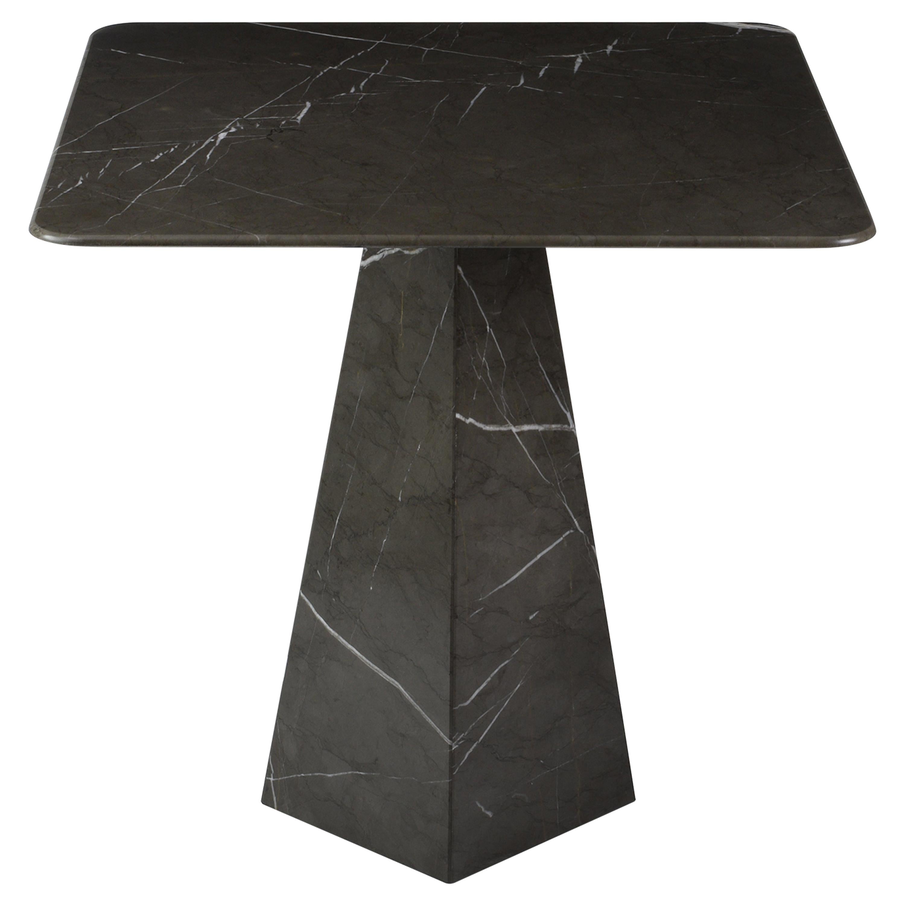 Table basse carrée en marbre gris graphite ultra-mince