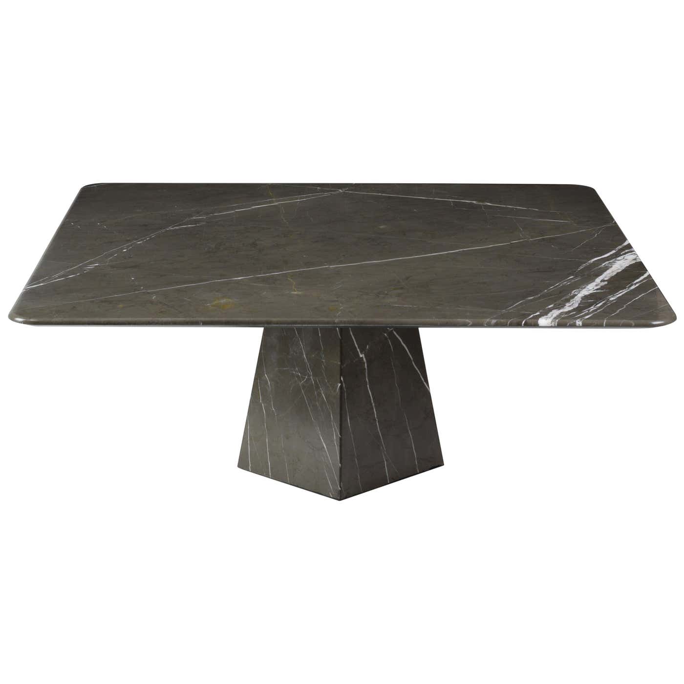 Ultra Thin Grey Graphite Matte Marble Squared Coffee Table For Sale at ...