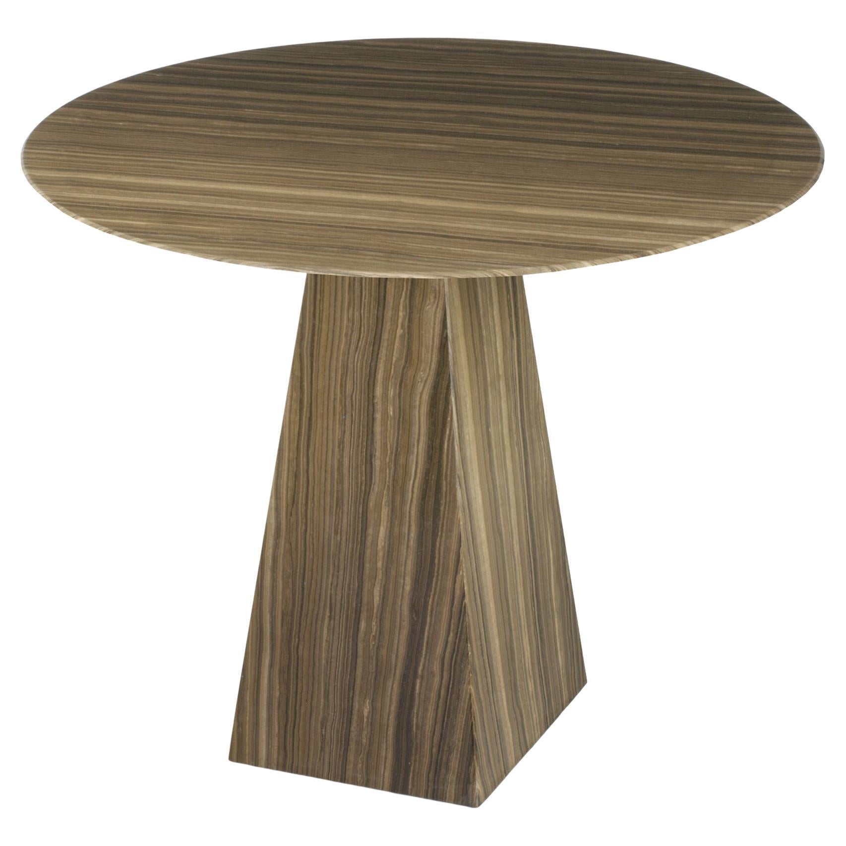 Ultra Thin Small Round Brown Marble Dining Table For Sale