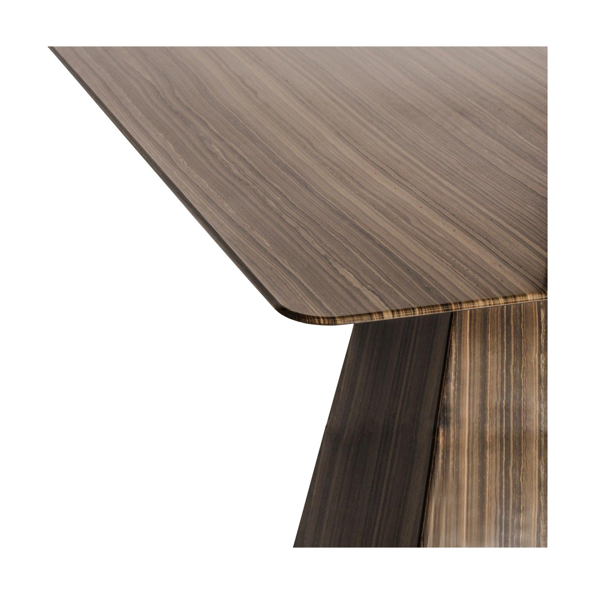 Portuguese Ultra Thin Small Square Brown Marble Dining Table For Sale
