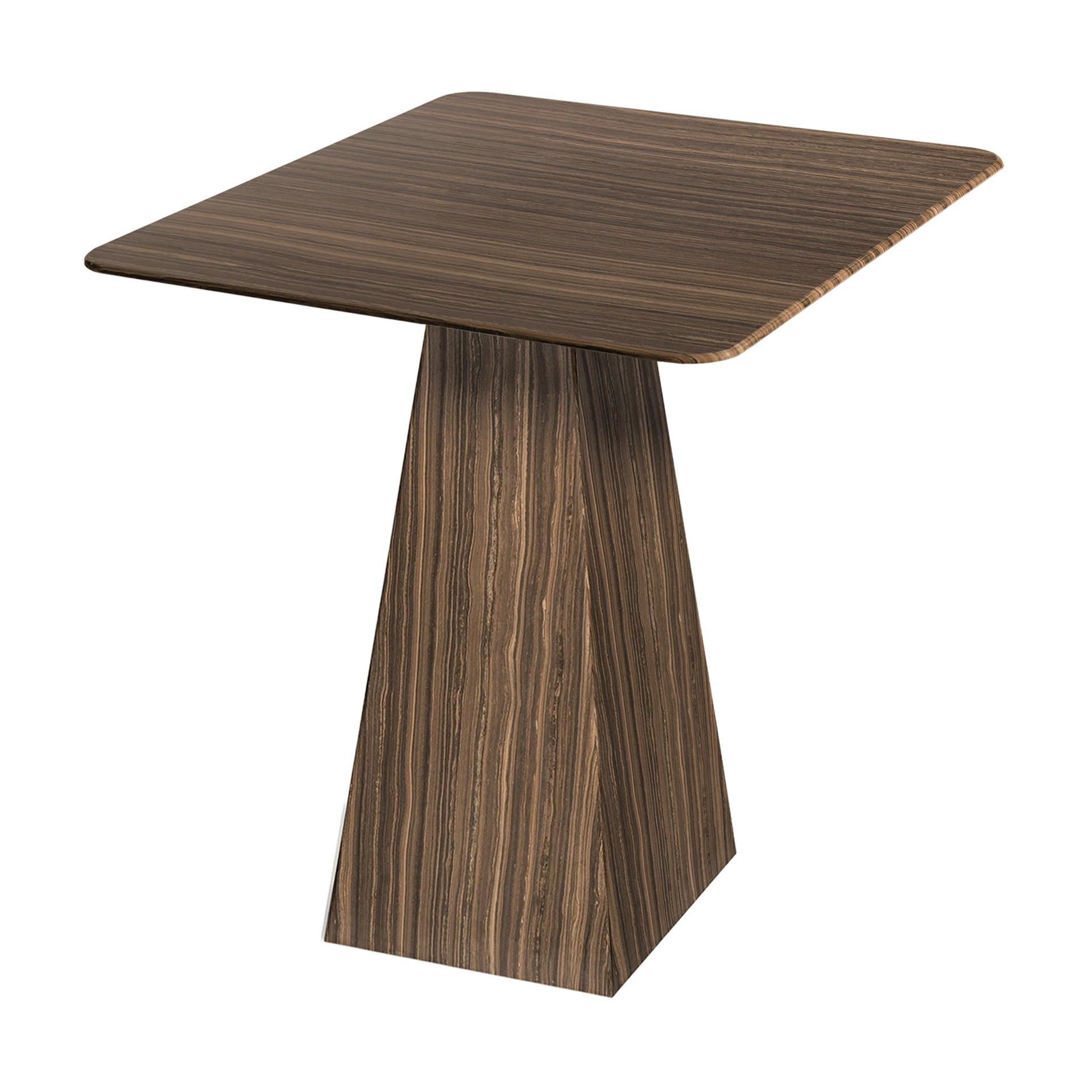 Hand-Crafted Ultra Thin Small Square Brown Marble Dining Table For Sale