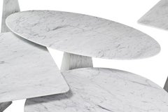 Ultra Thin Squared White Carrara Marble Side Table