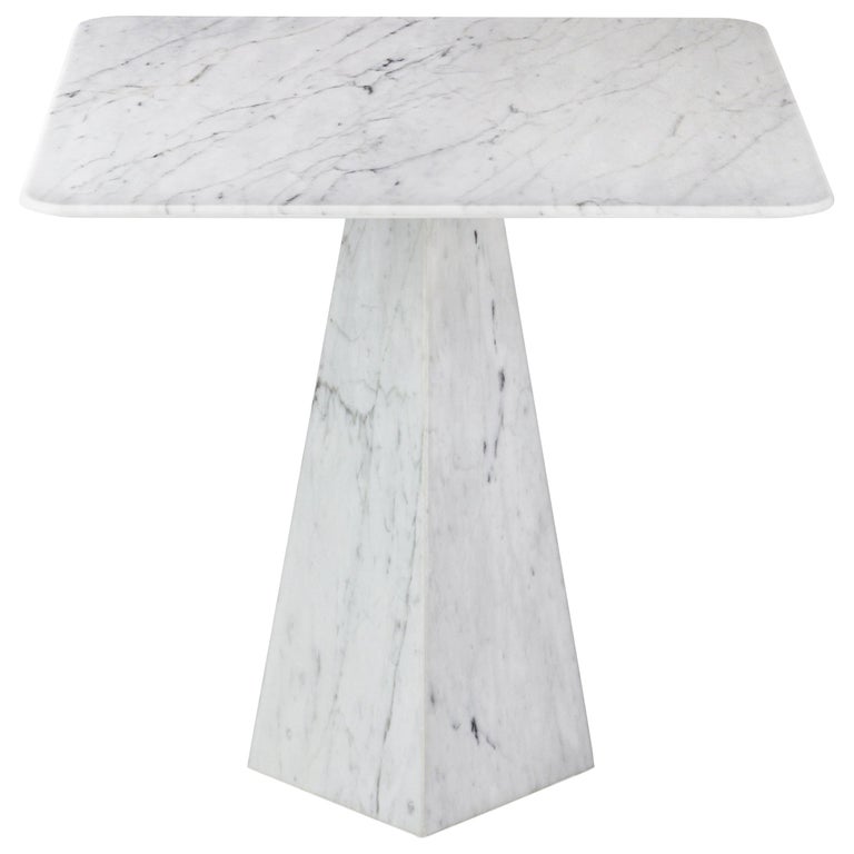 Ultra Thin Squared White Carrara Marble Side Table For Sale At 1stdibs