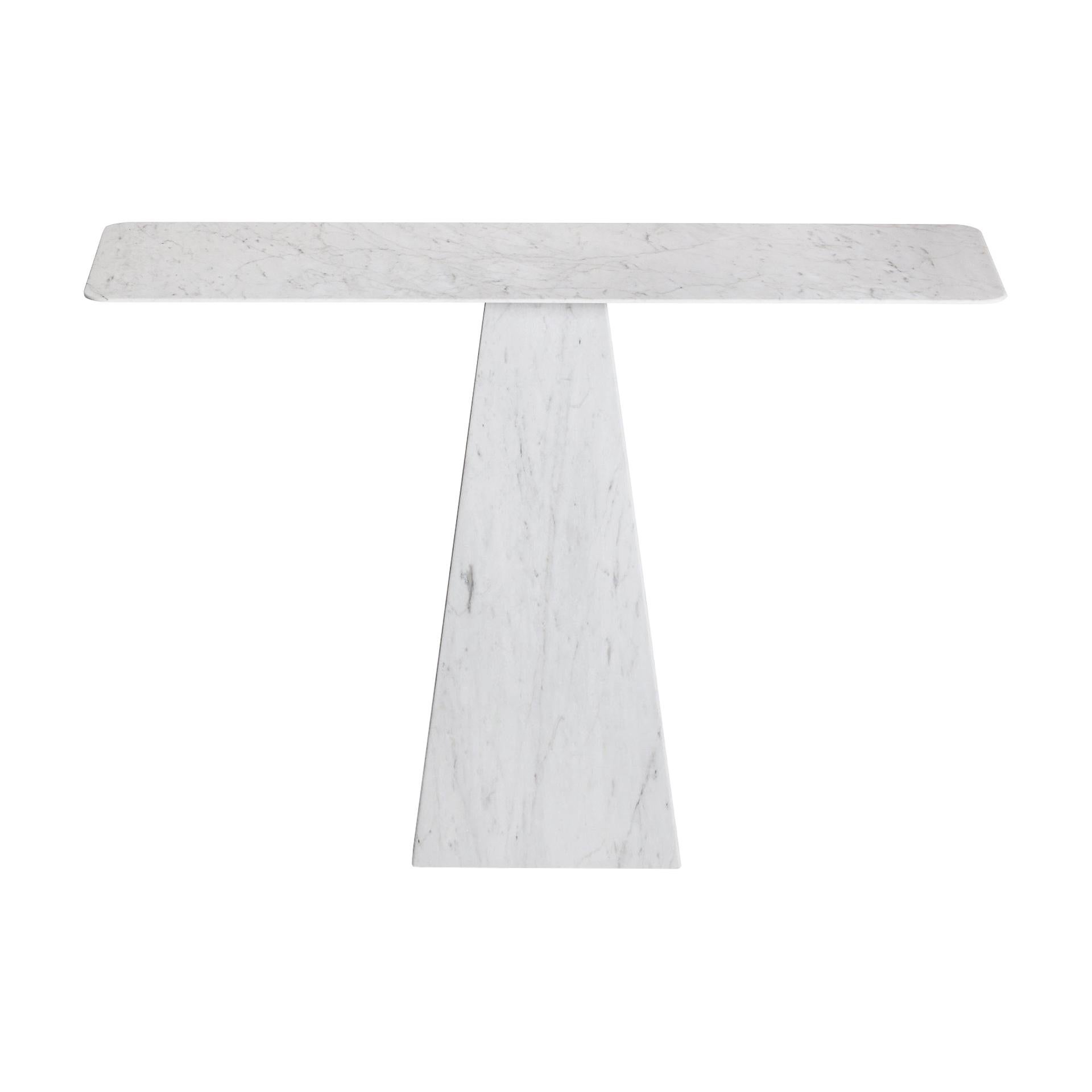 Laminé Console en marbre de Carrare blanc ultra-mince en vente
