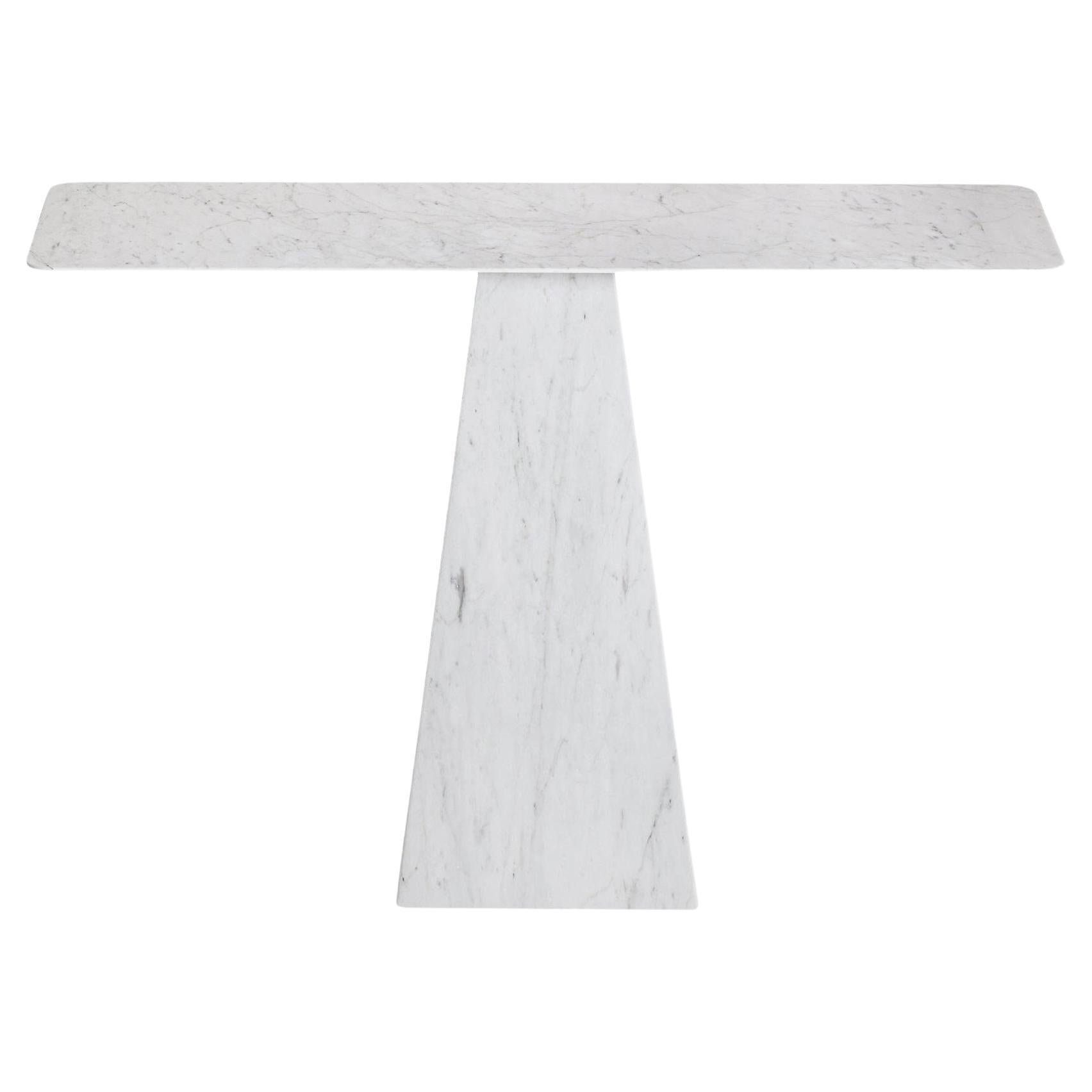 Ultra Thin White Carrara Marble Console Table For Sale