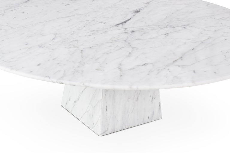 Ultra Thin White Carrara Marble Round Coffee Table For Sale at 1stDibs