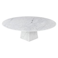 Ultra Thin White Carrara Marble Round Coffee Table