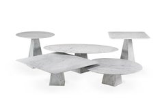 Ultra Thin White Carrara Marble Round Sidetable