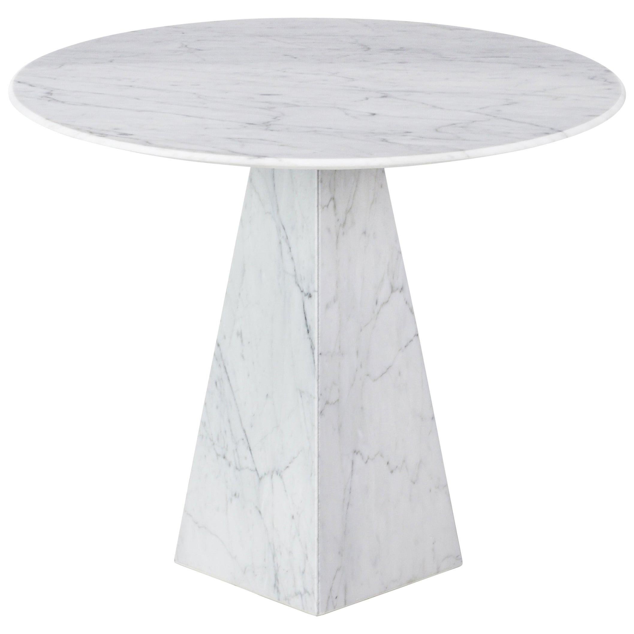 Table d'appoint ronde en marbre blanc de Carrare ultra-mince en vente